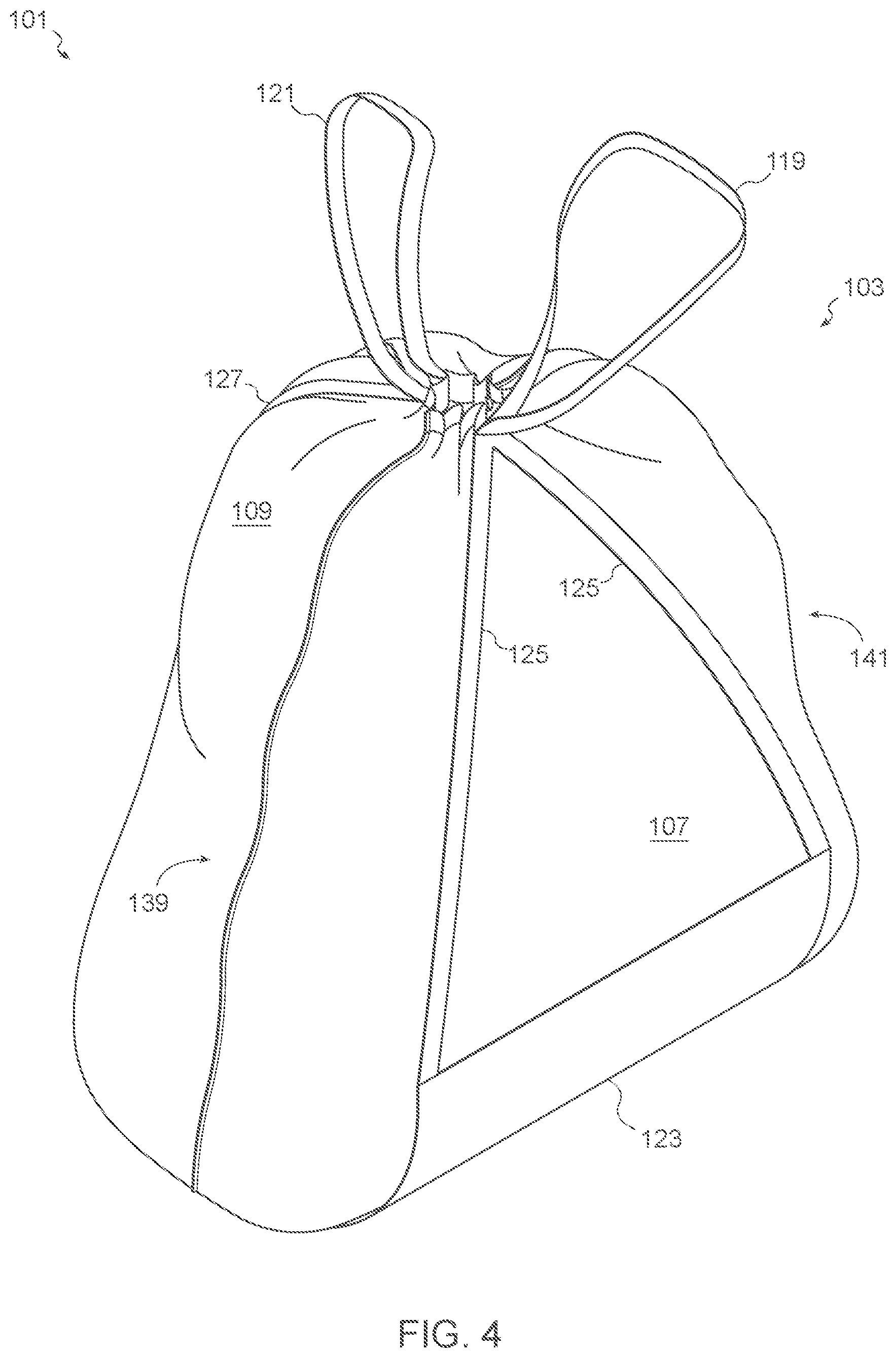 Patent US12338063 Figure 4 – Strap-reinforced waste bag system
