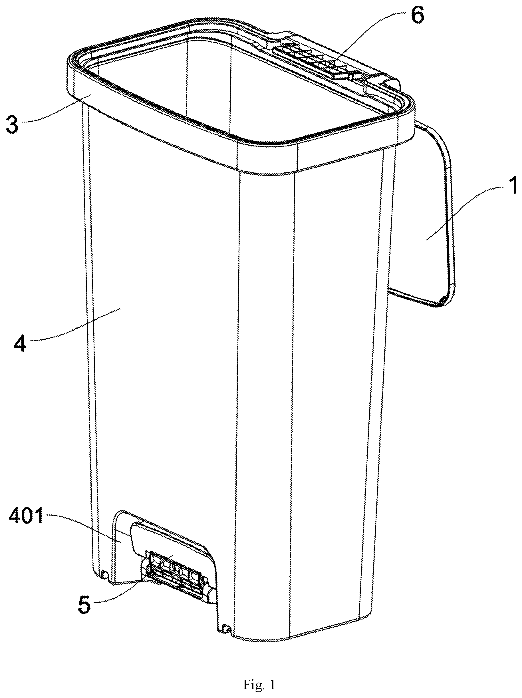 Patent US12338066 Figure 1 – Fixing structure for lid assembly and disassembly
