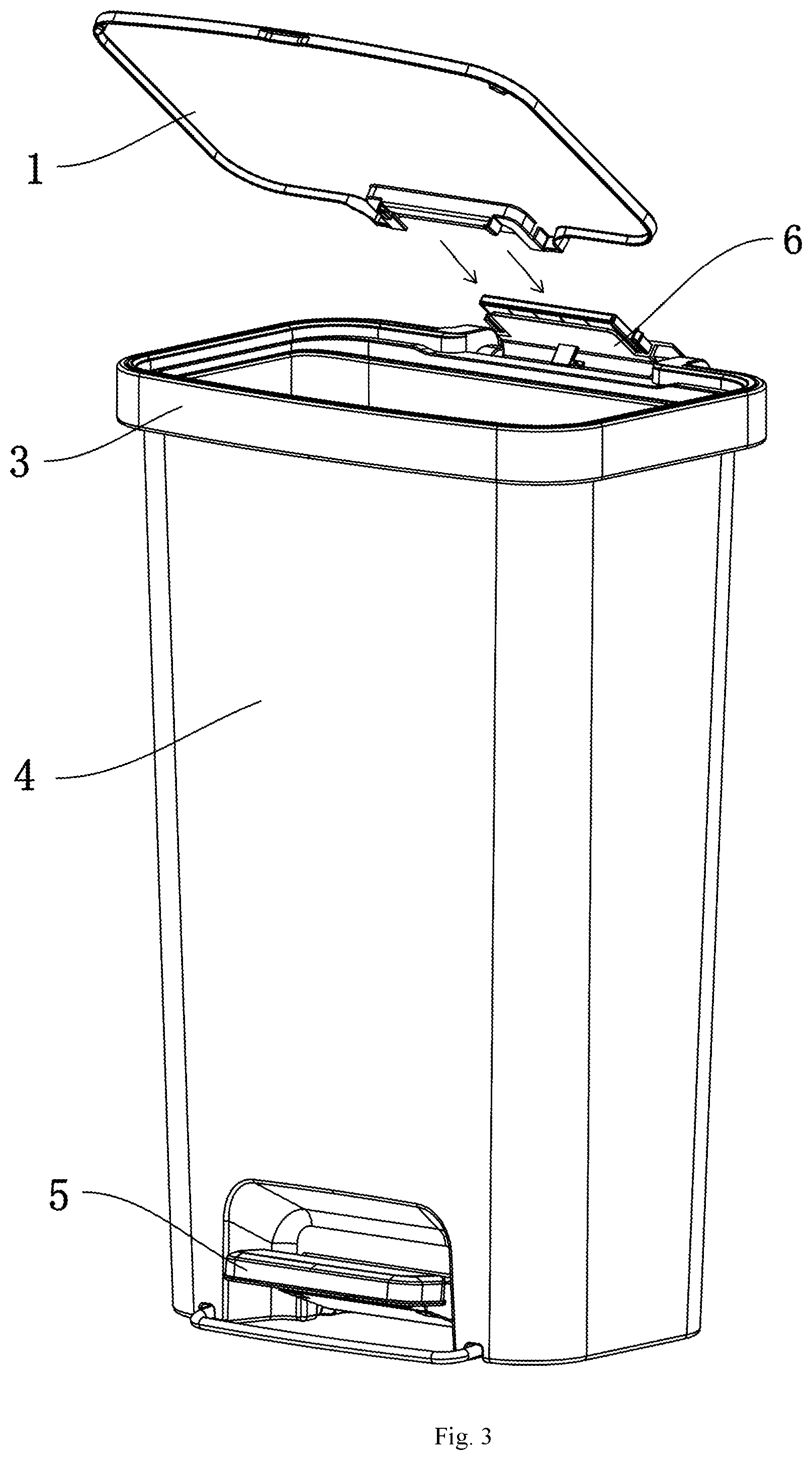 Patent US12338066 Figure 3 – Fixing structure for lid assembly and disassembly