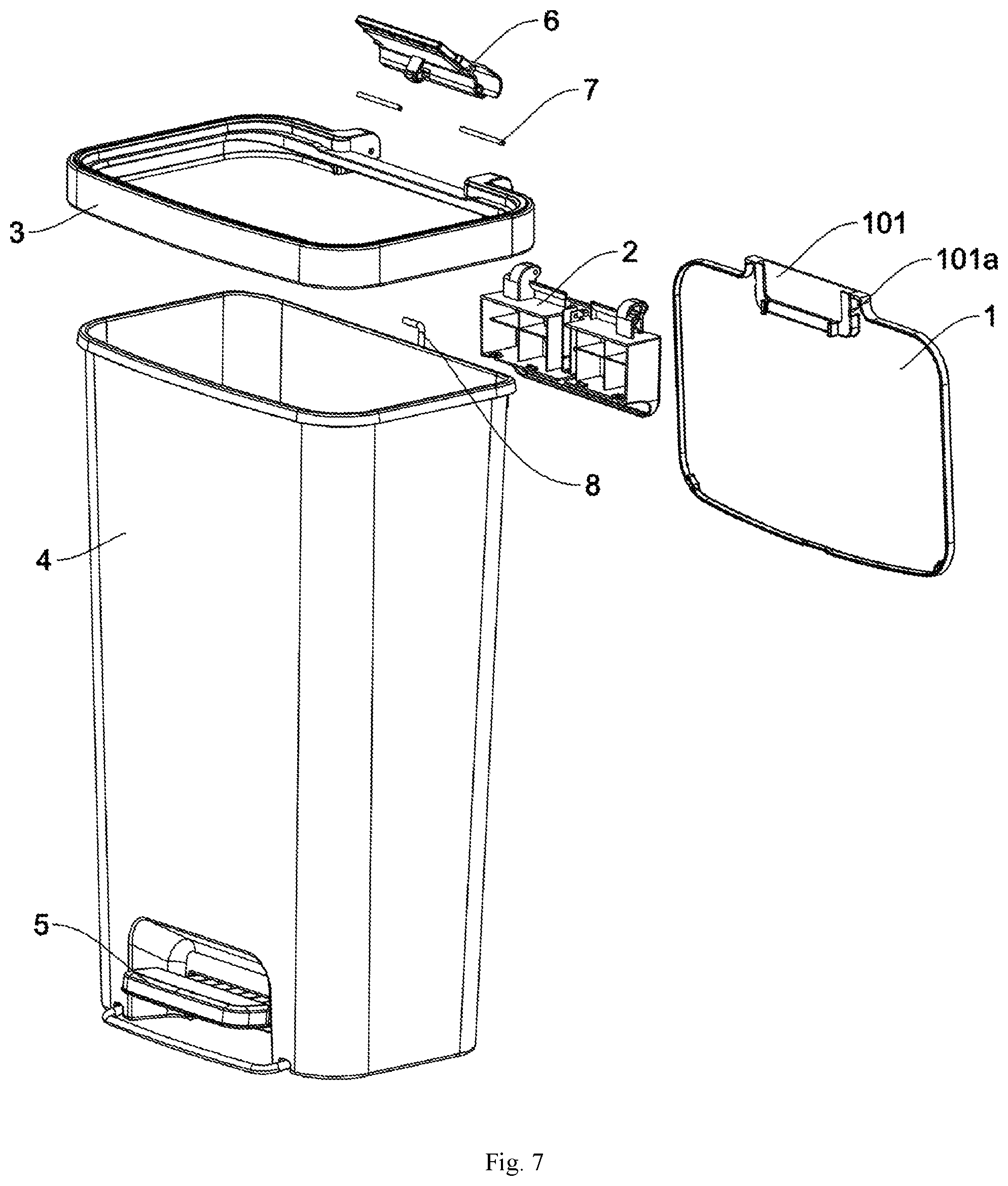 Patent US12338066 Figure 7 – Fixing structure for lid assembly and disassembly