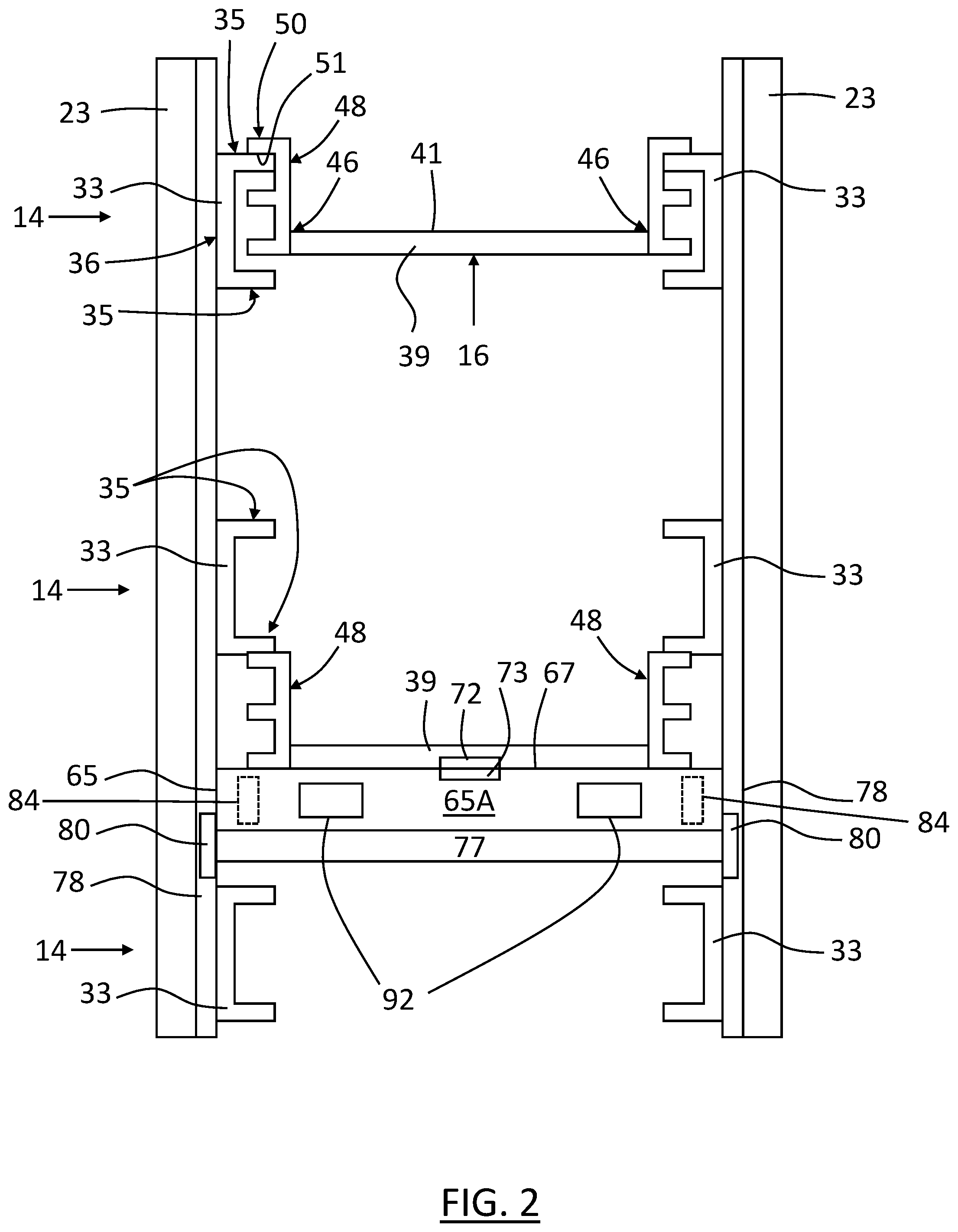 Patent US12338071 Figure 2 – Vertical tray storage system with active elevator position-sensing