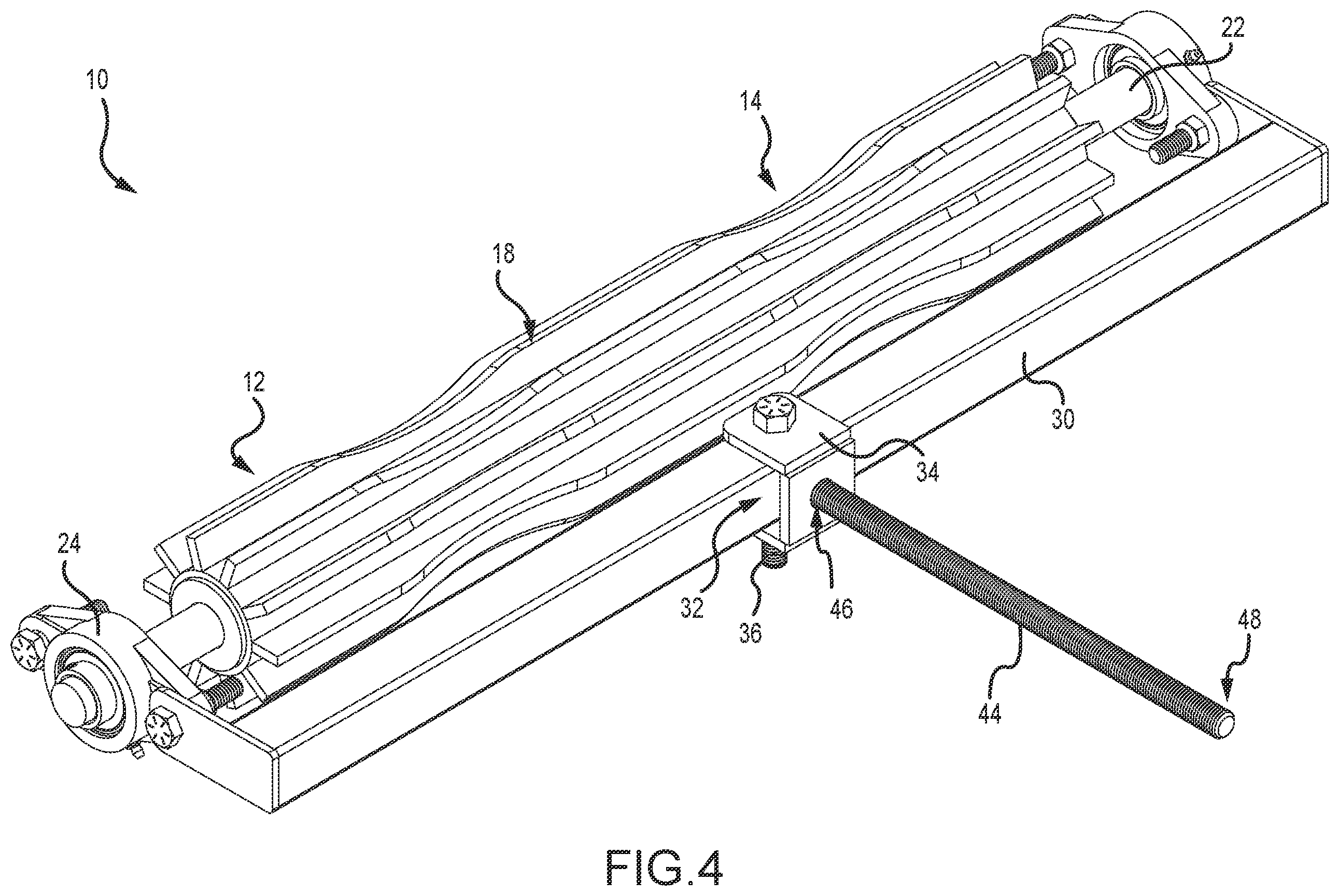 Patent US12338075 Figure 4 – Self-aligning belt pulley
