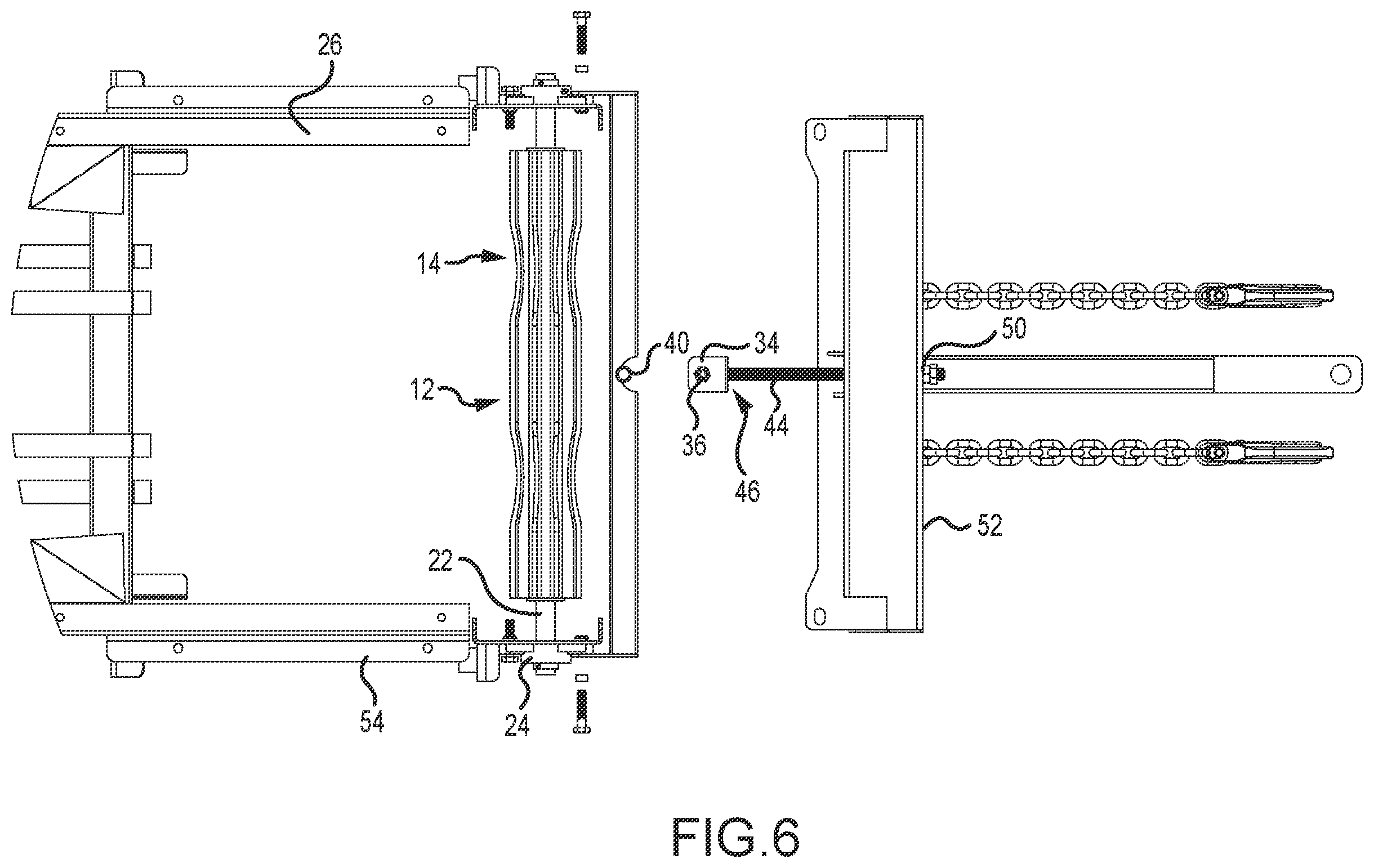 Patent US12338075 Figure 6 – Self-aligning belt pulley