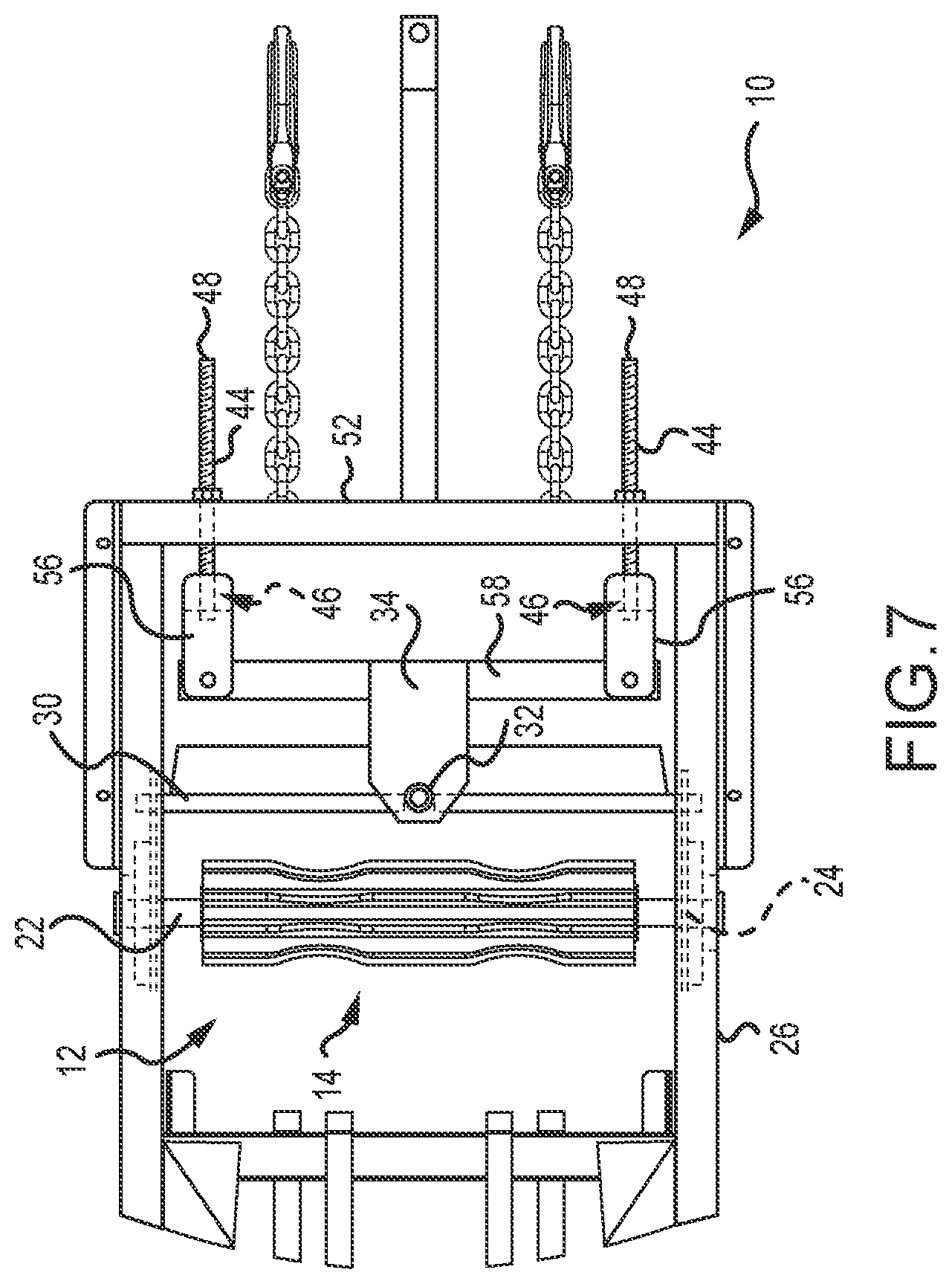 Patent US12338075 Figure 7 – Self-aligning belt pulley
