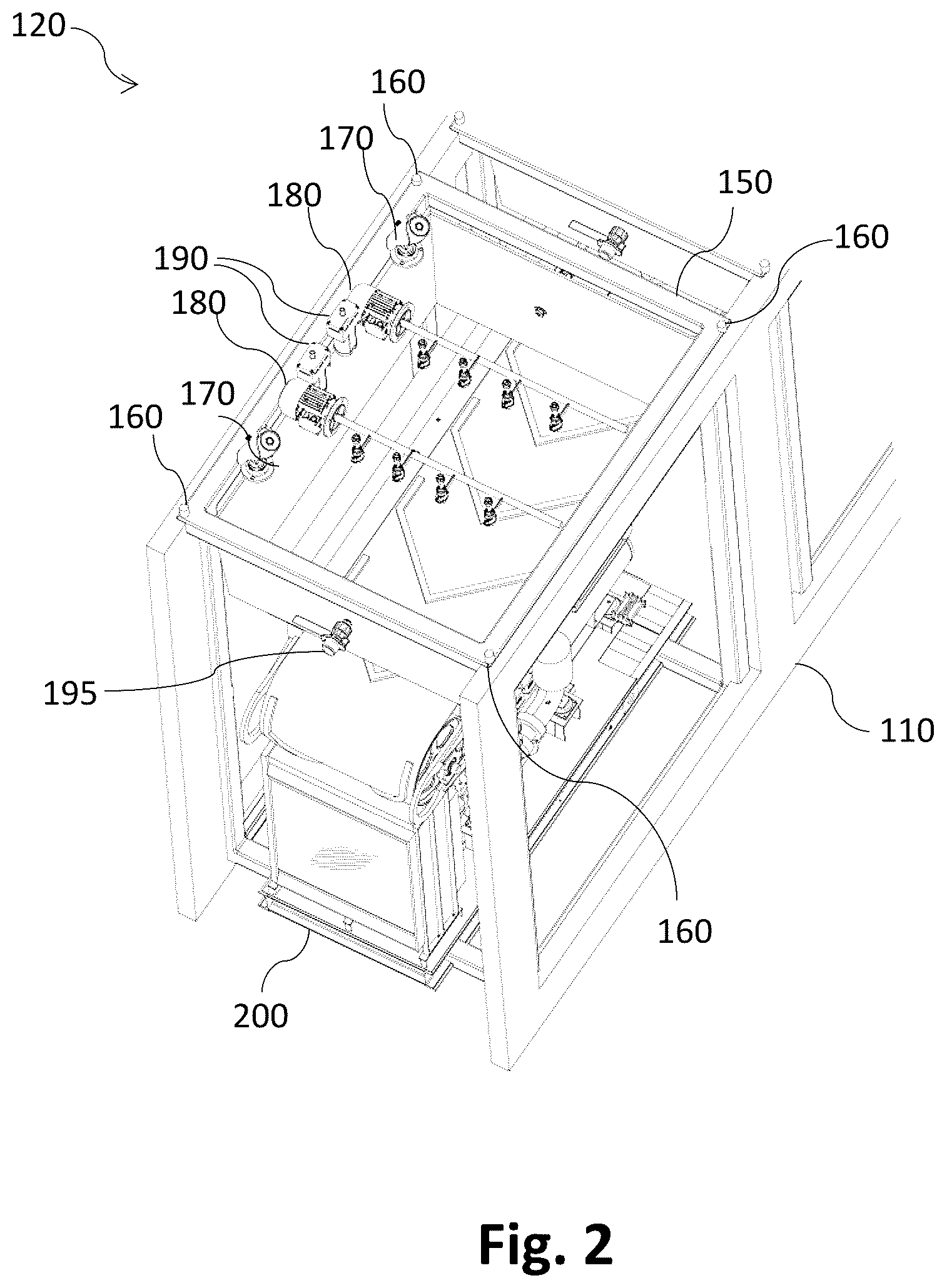 Patent US12338077 Figure 2 – Multipurpose conveyor system