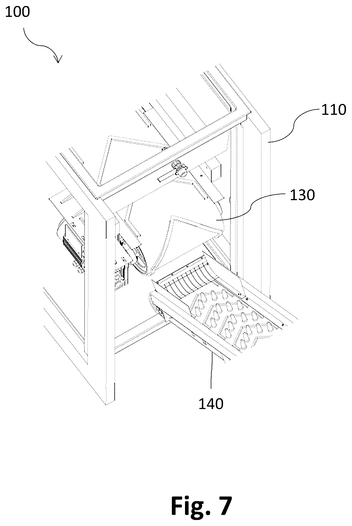 Patent US12338077 Figure 7 – Multipurpose conveyor system