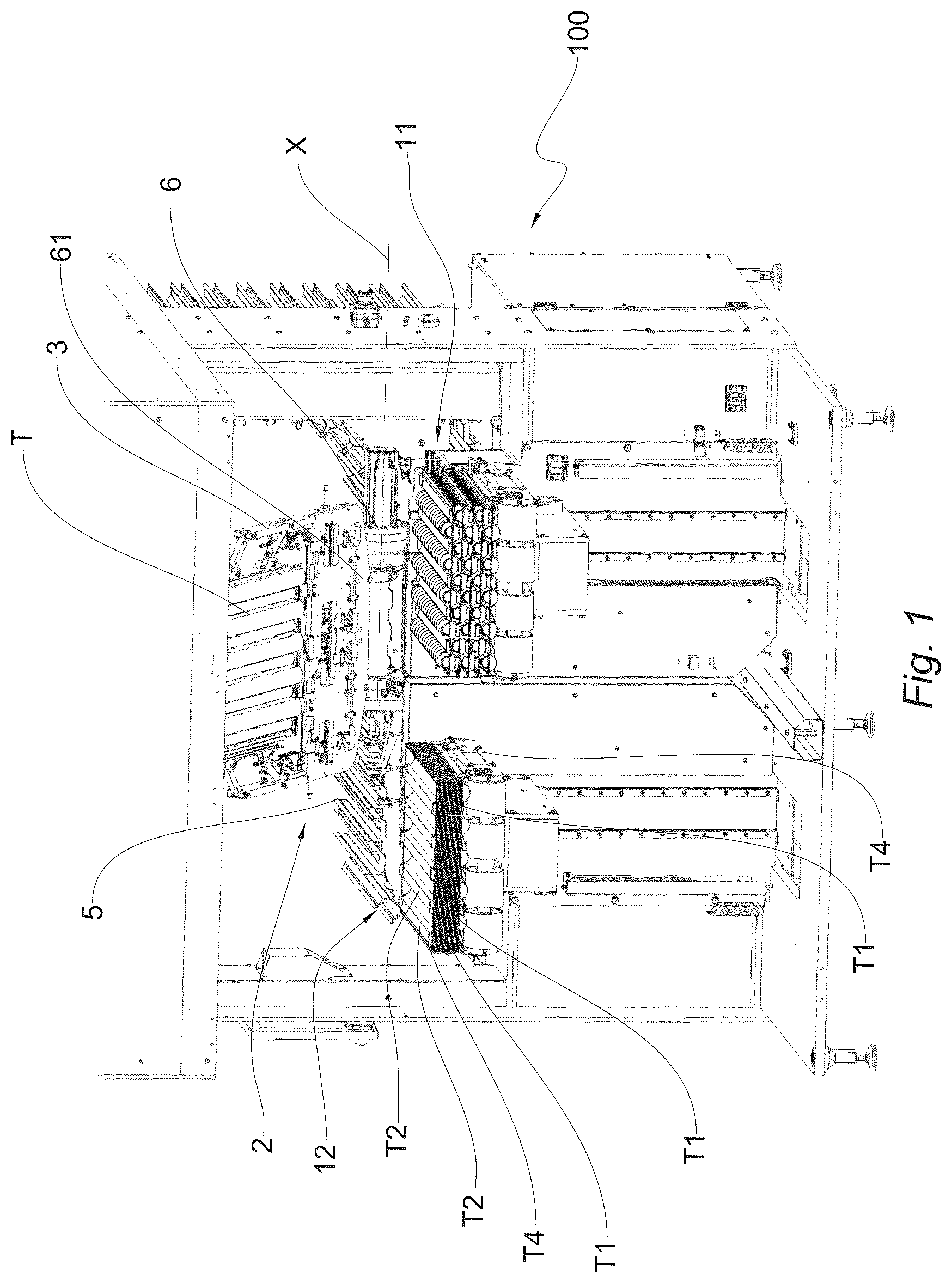 Patent US12338079 Figure 1 – Feeding group and method for feeding a plurality of articles in discrete rows