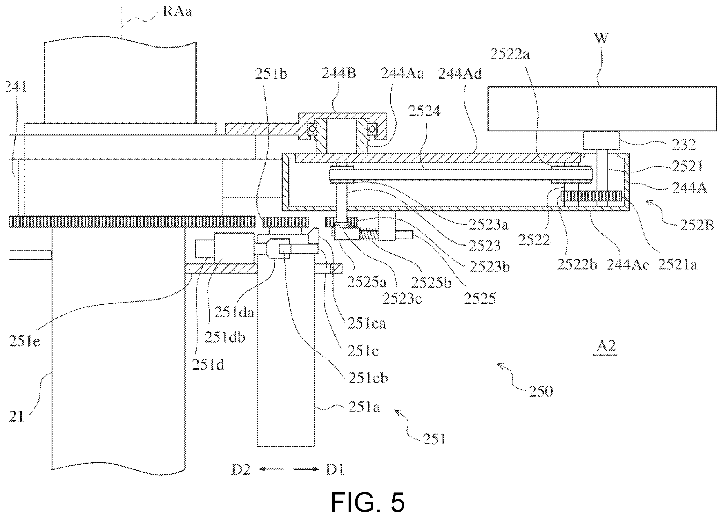 Patent US12338081 Figure 5 – Conveying device and robot system