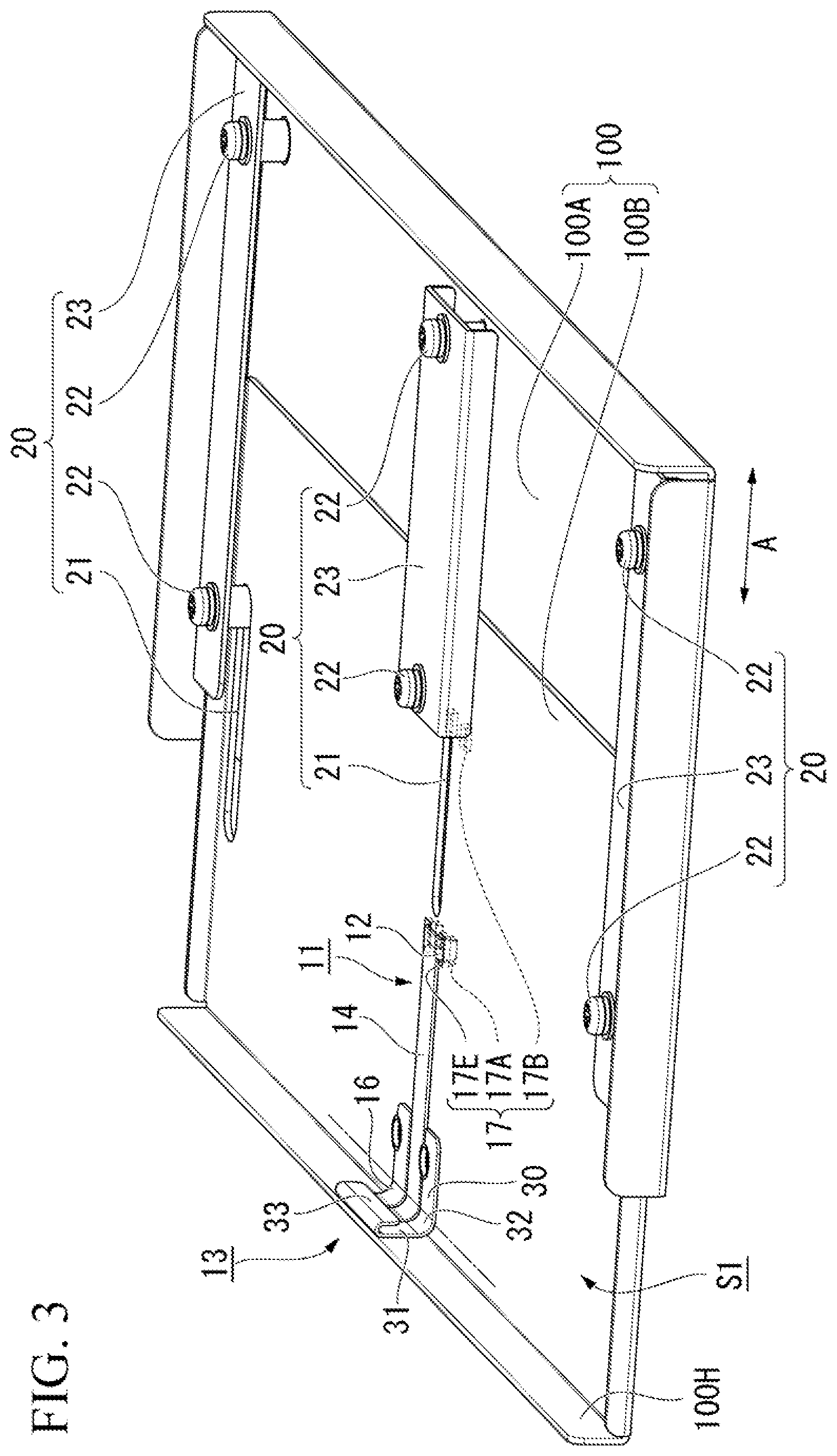Patent US12338087 Figure 3 – Retractable tray fixing device and fixing method
