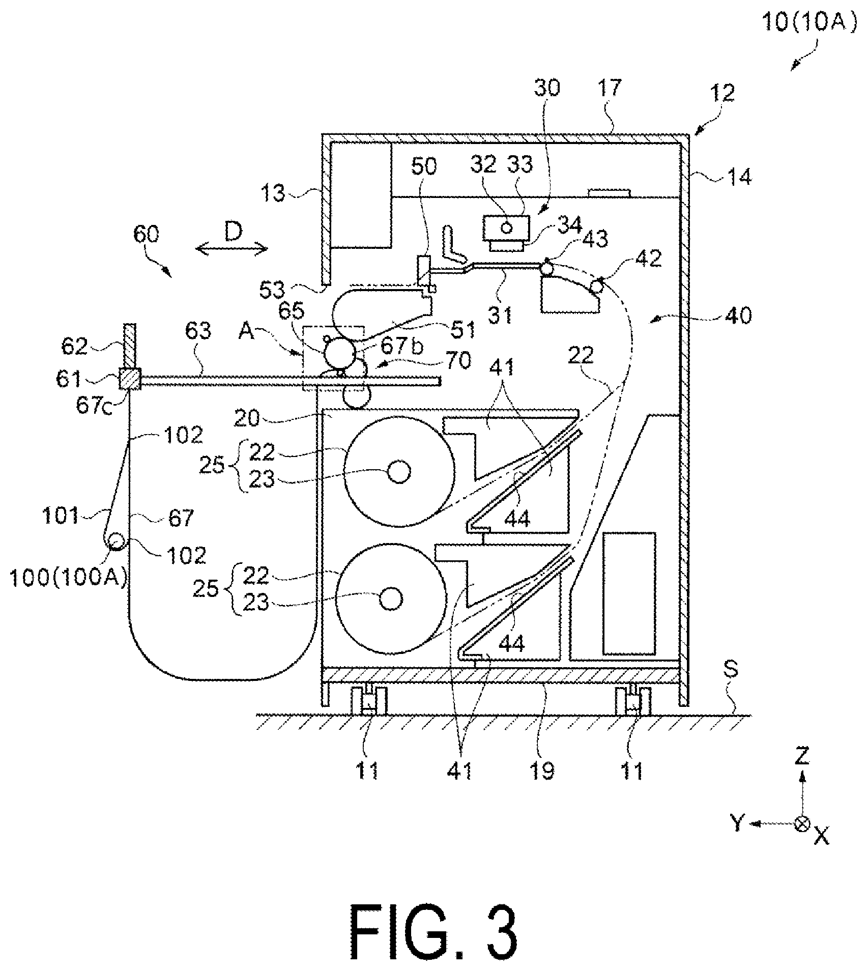 Patent US12338095 Figure 3 – Processing device and recording device