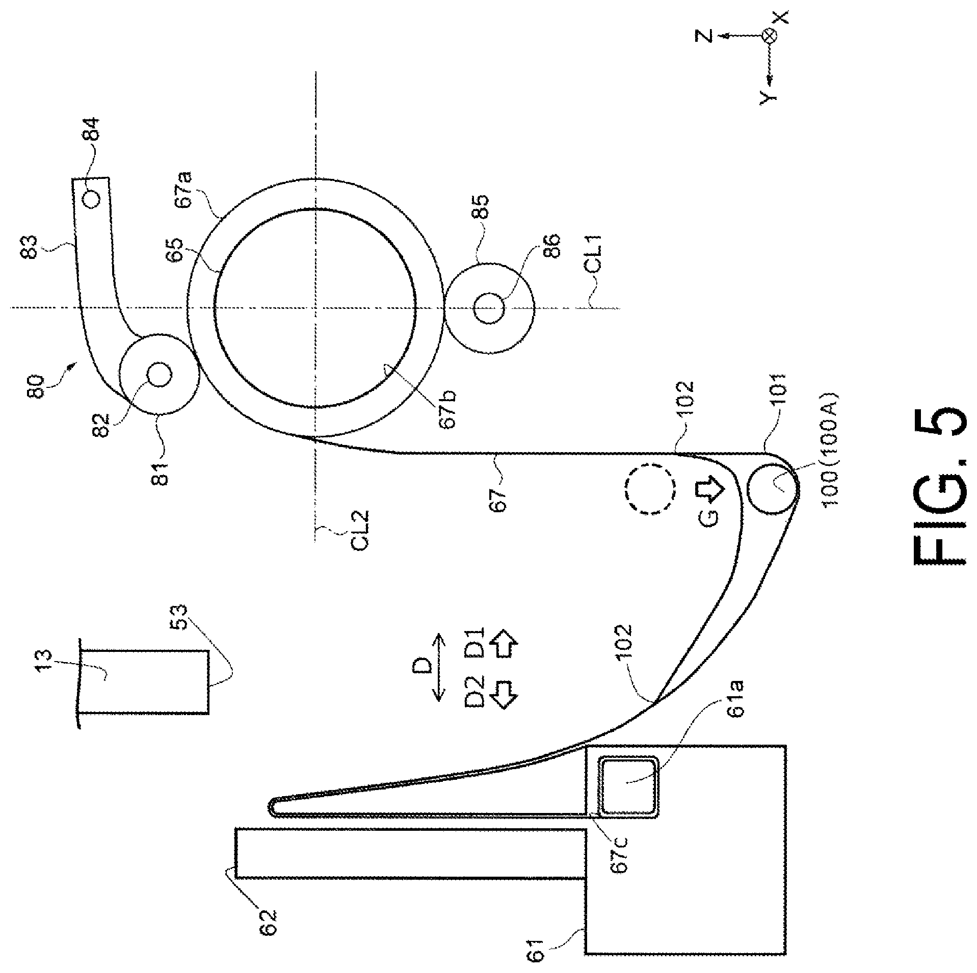 Patent US12338095 Figure 5 – Processing device and recording device