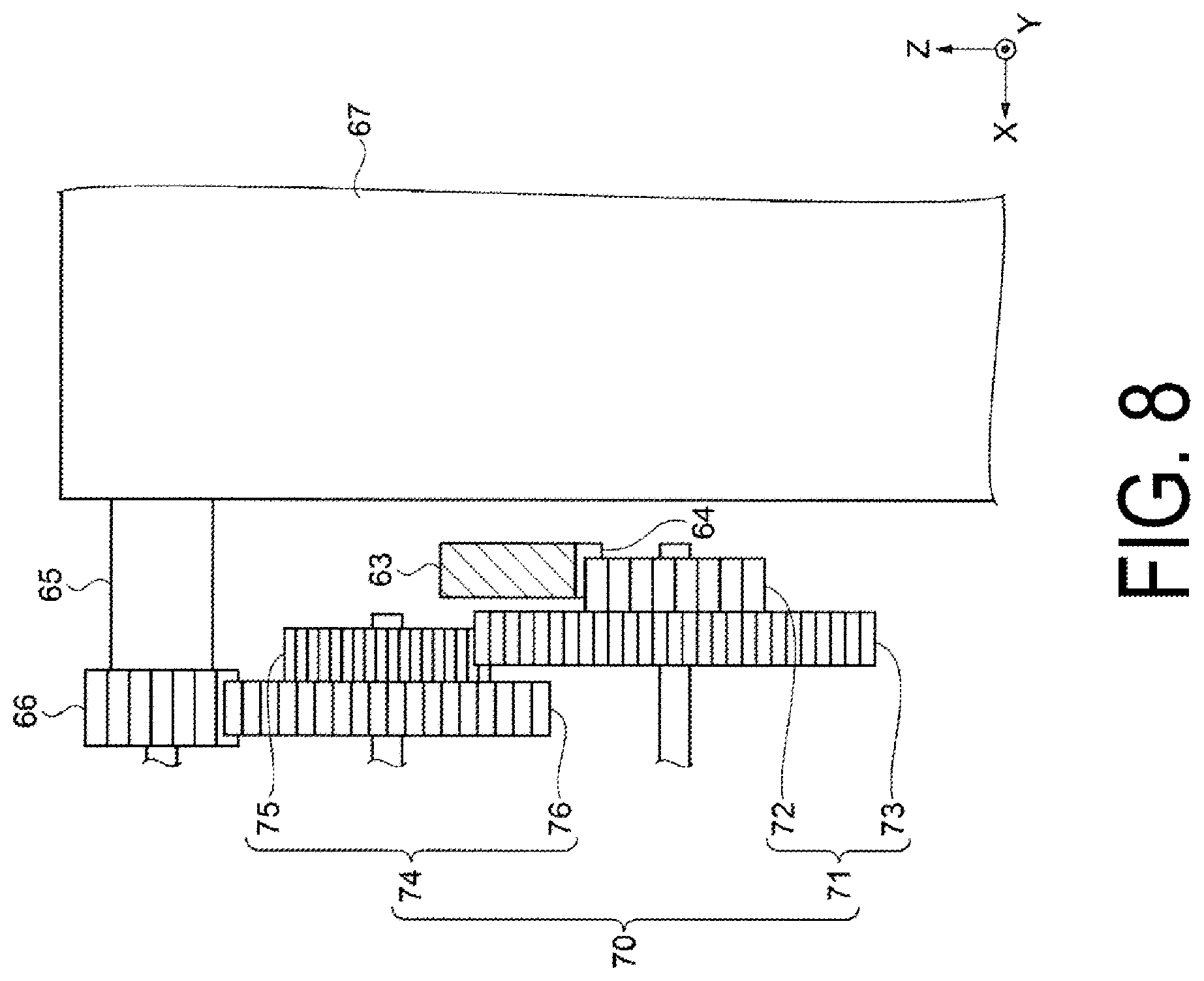 Patent US12338095 Figure 8 – Processing device and recording device