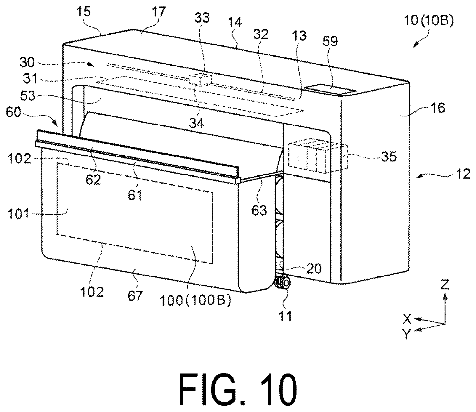 Patent US12338095 Figure 10 – Processing device and recording device