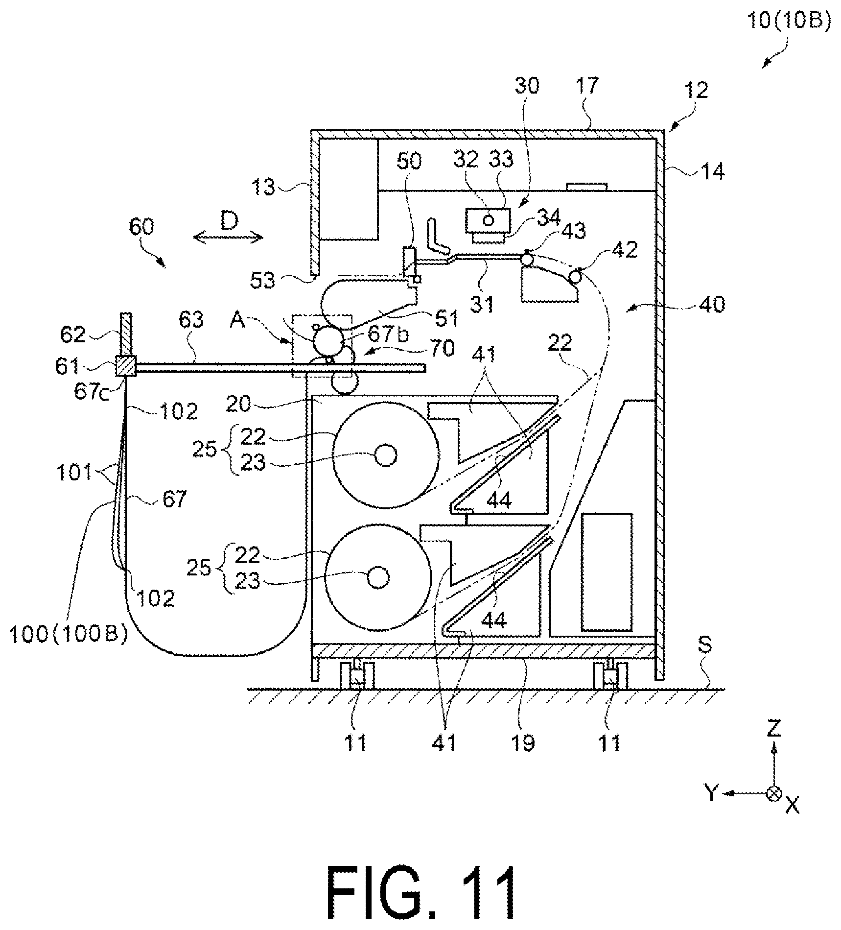 Patent US12338095 Figure 11 – Processing device and recording device