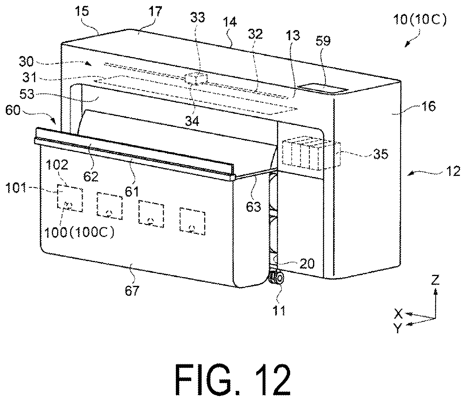 Patent US12338095 Figure 12 – Processing device and recording device