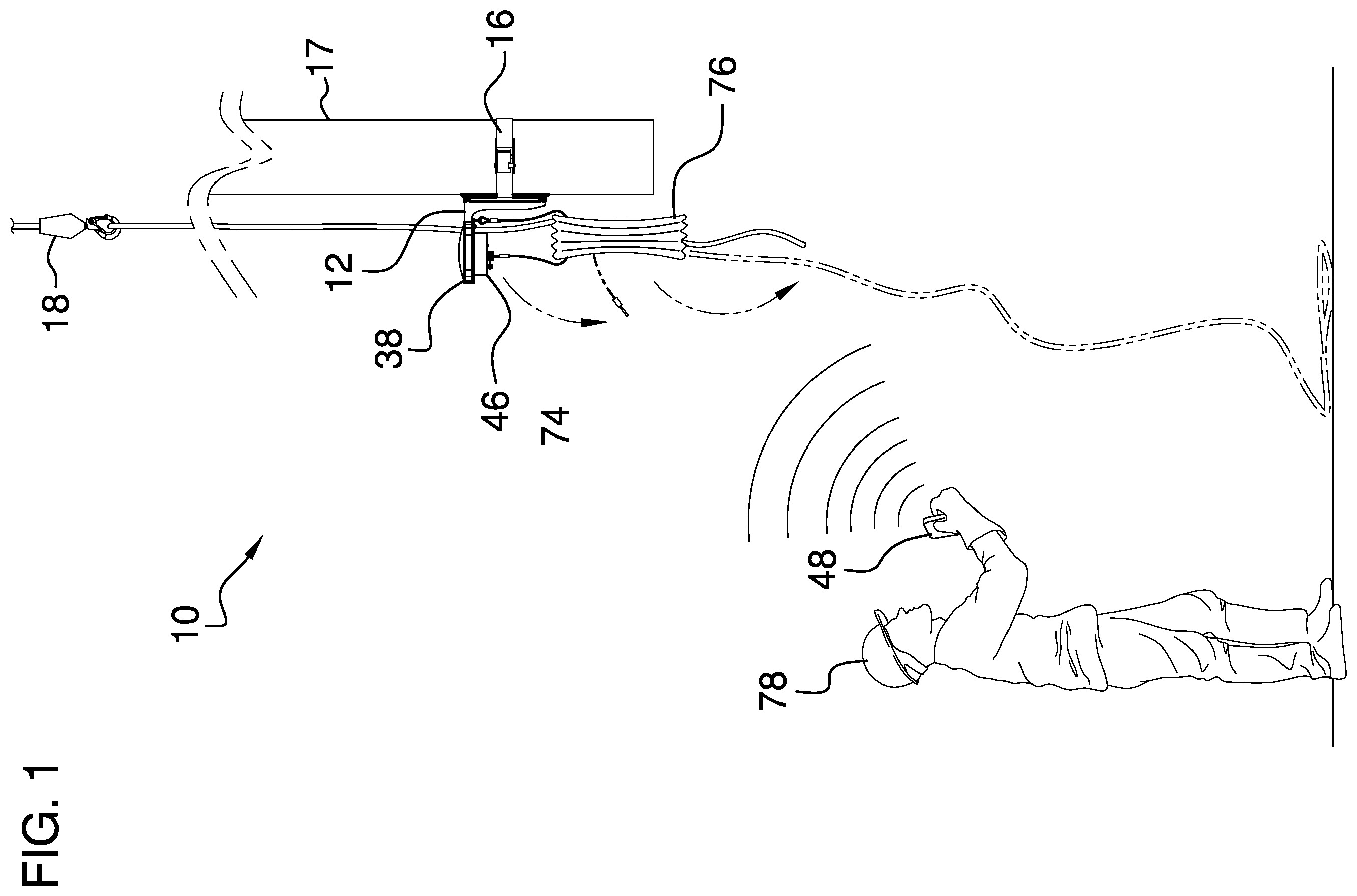 Patent US12338104 Figure 1 – Tag line release assembly