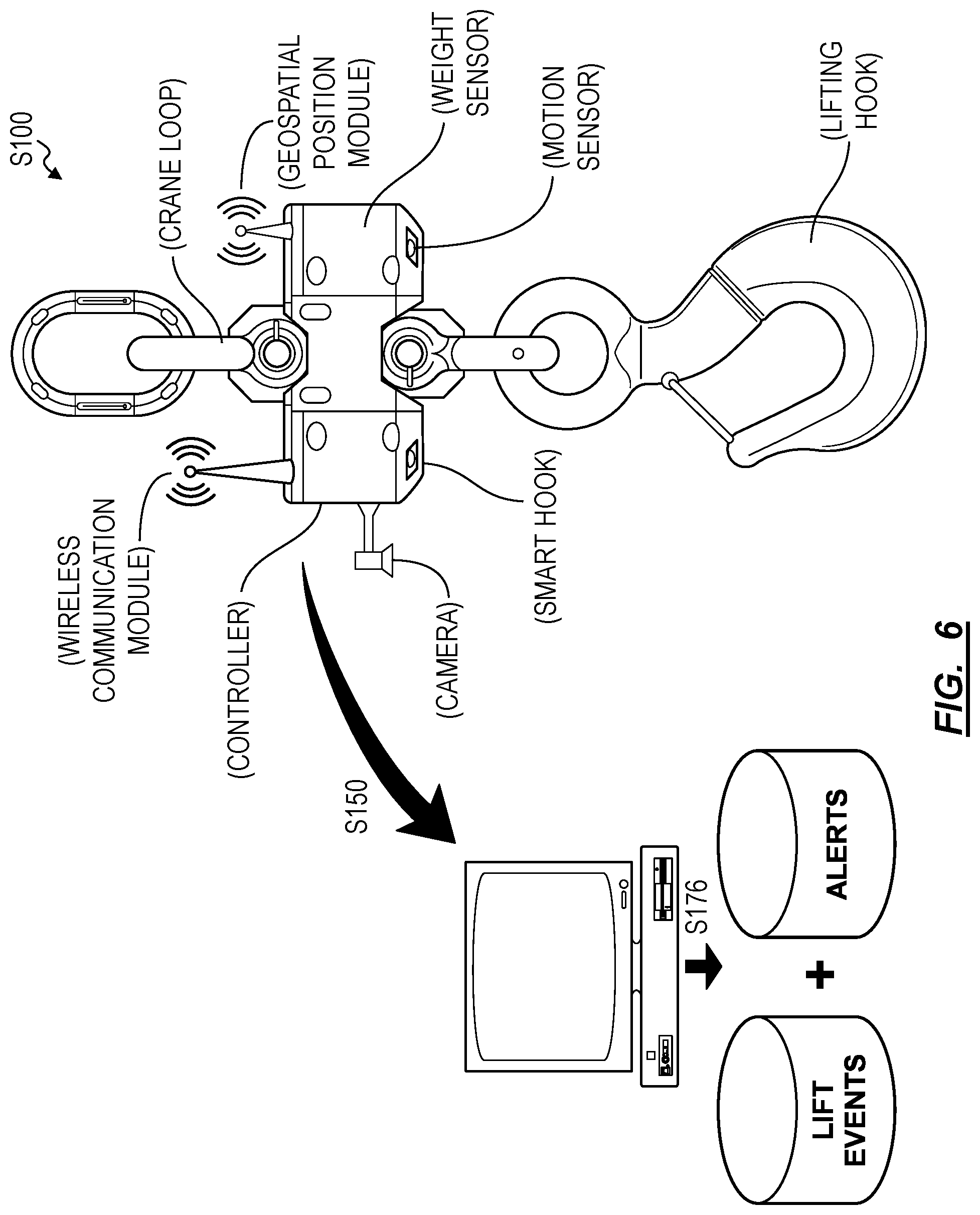 Patent US12338105 Figure 6 – Method for monitoring lifting events at a construction site
