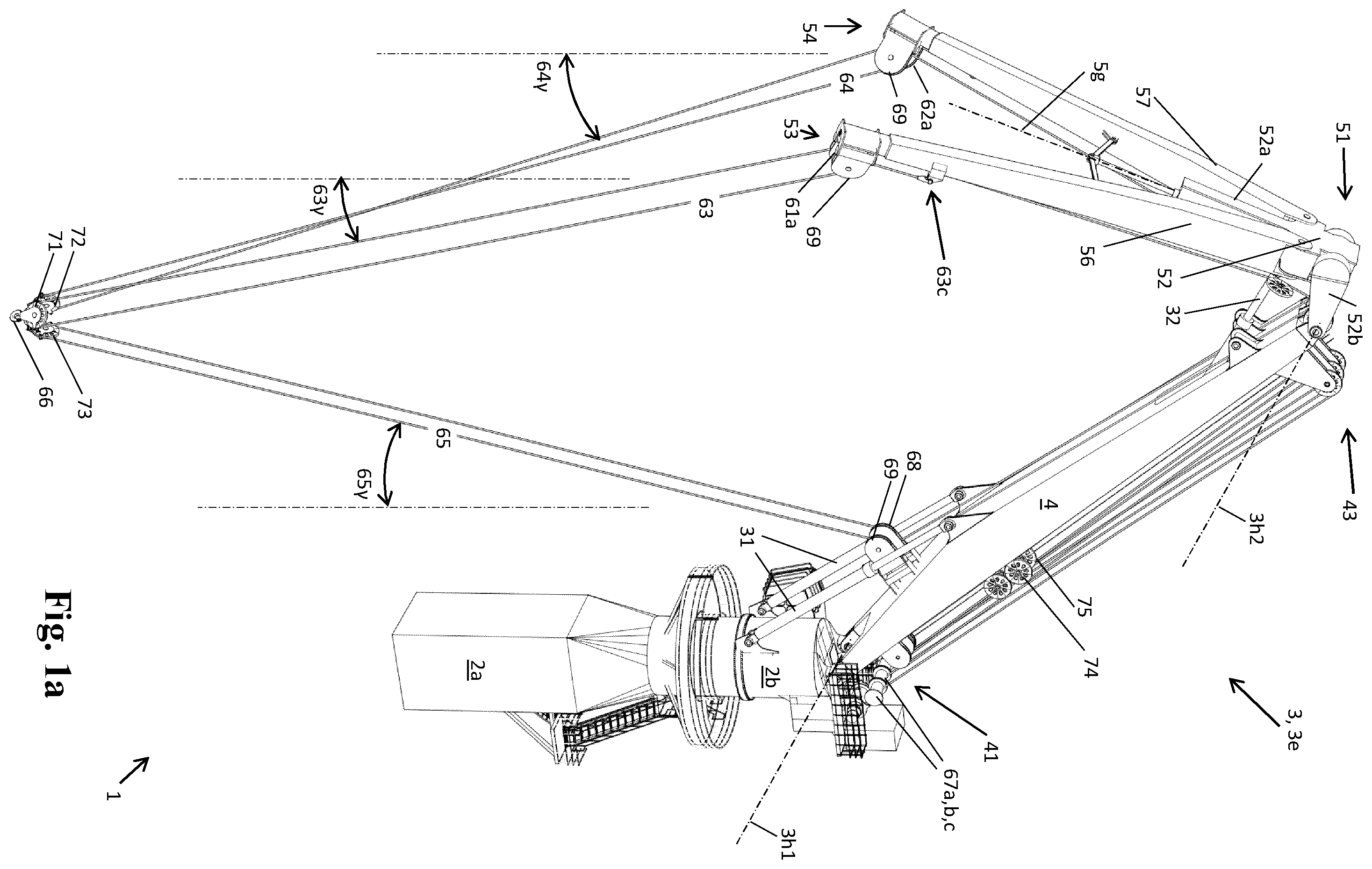 Patent US12338106 Figure 1 – Marine knuckle boom crane
