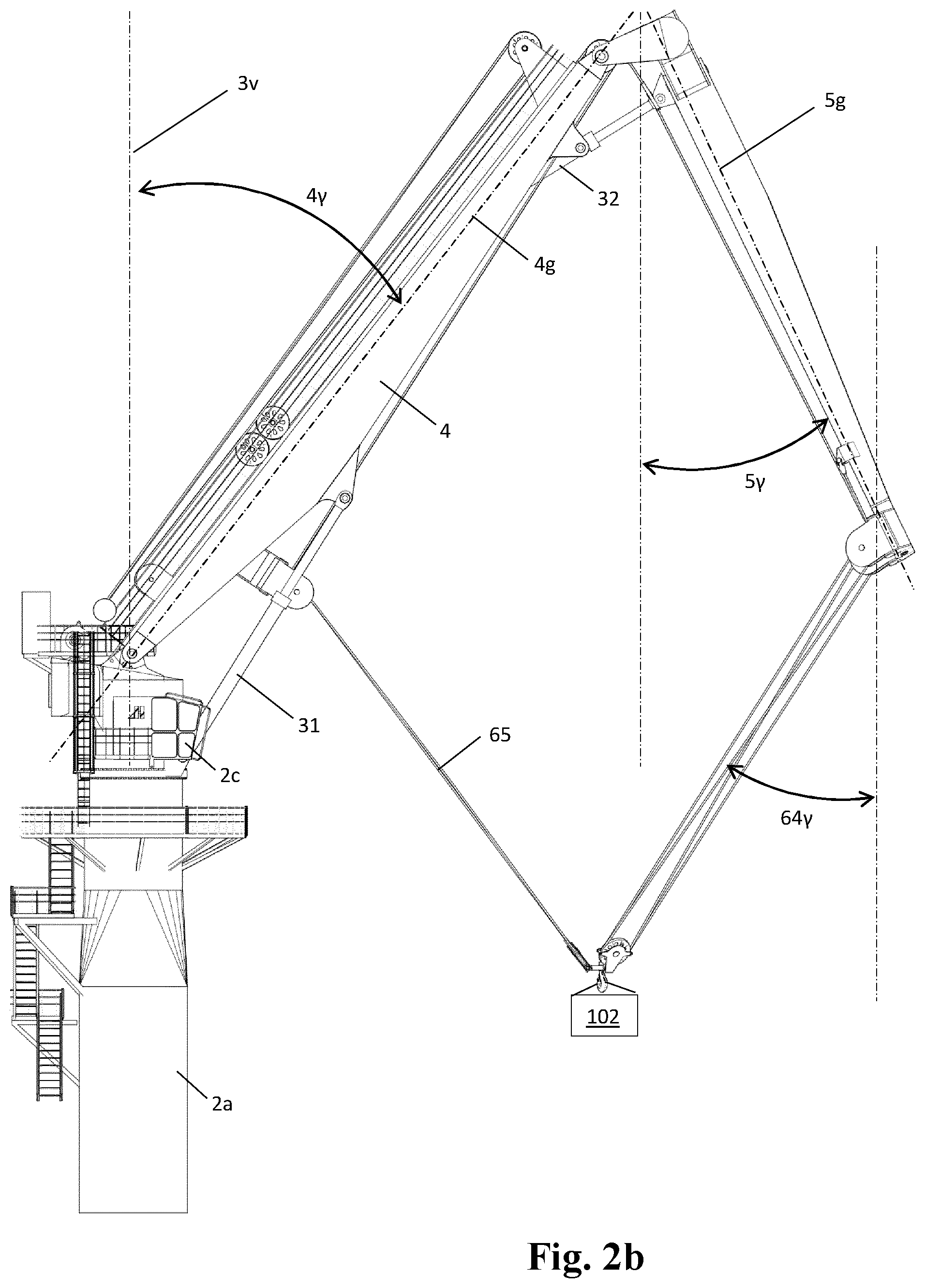Patent US12338106 Figure 5 – Marine knuckle boom crane