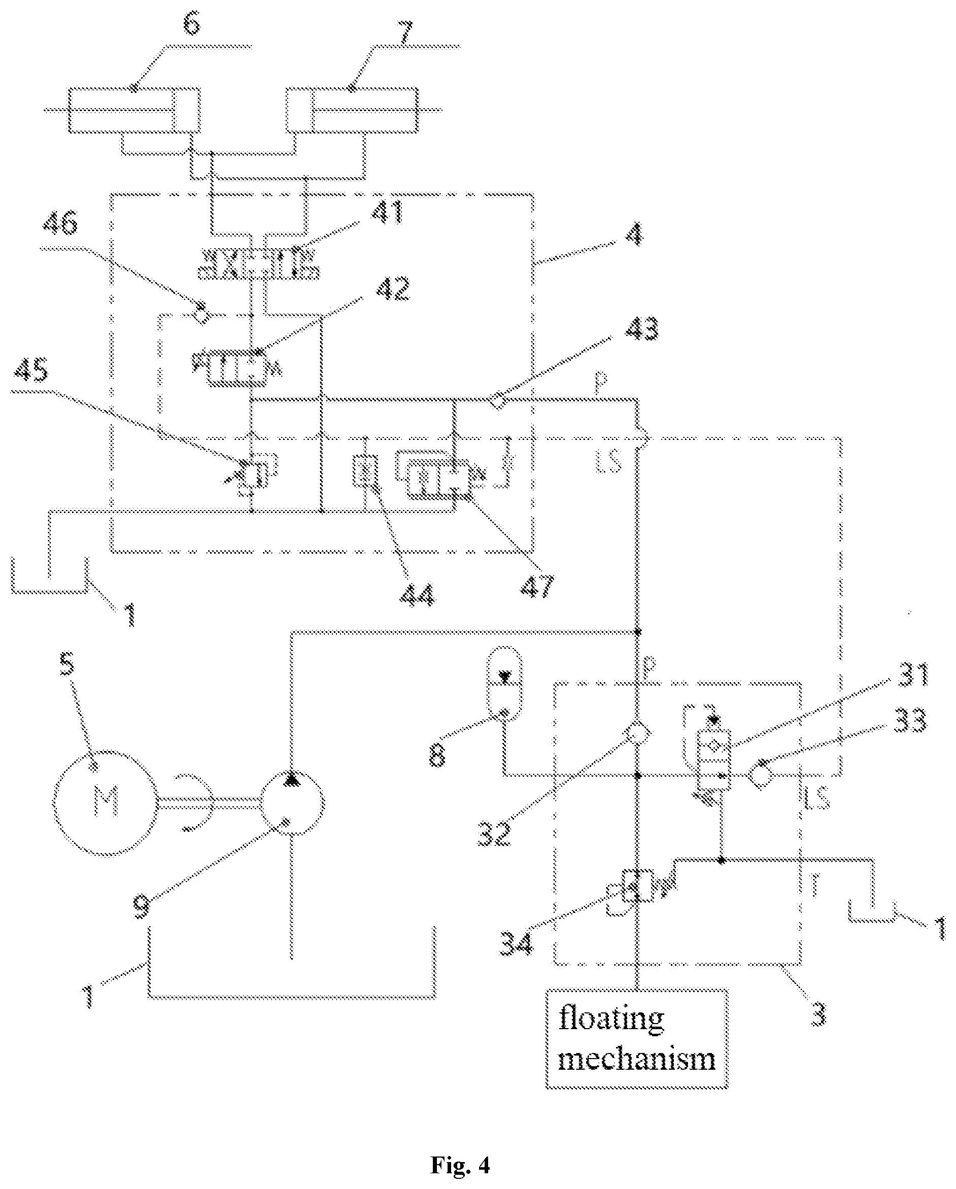 Patent US12338109 Figure 4 – Aerial work platform and floating control system thereof