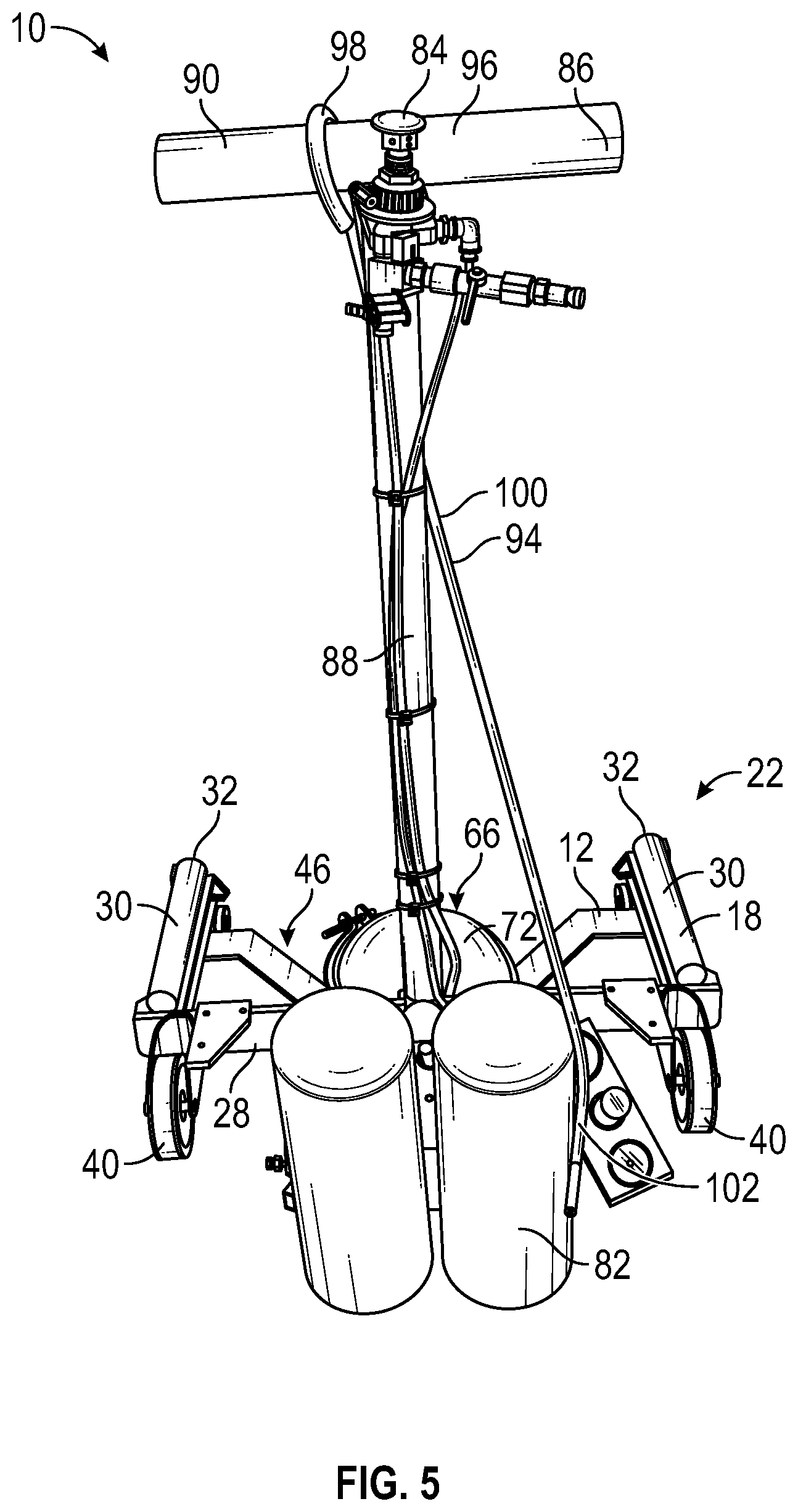 Patent US12338110 Figure 5 – Truck wheel lifting cart