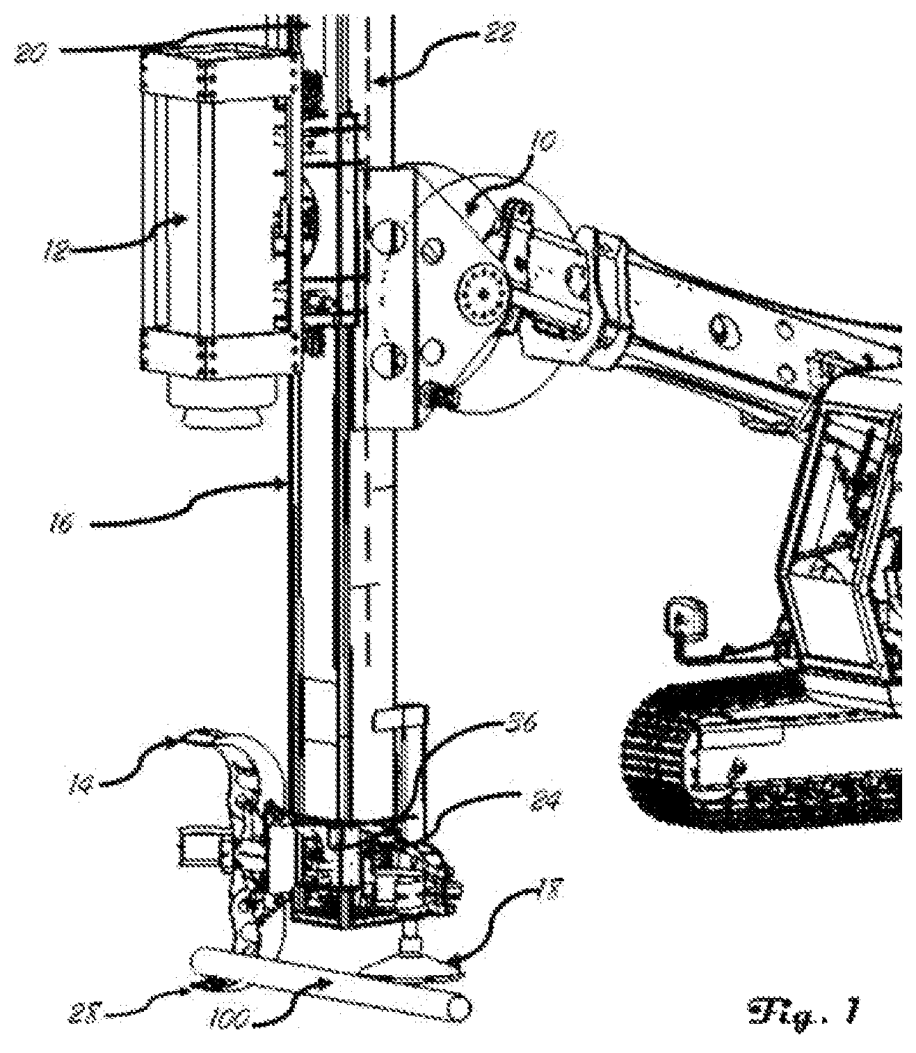 Patent US12338112 Figure 1 – Mast and grapple combination