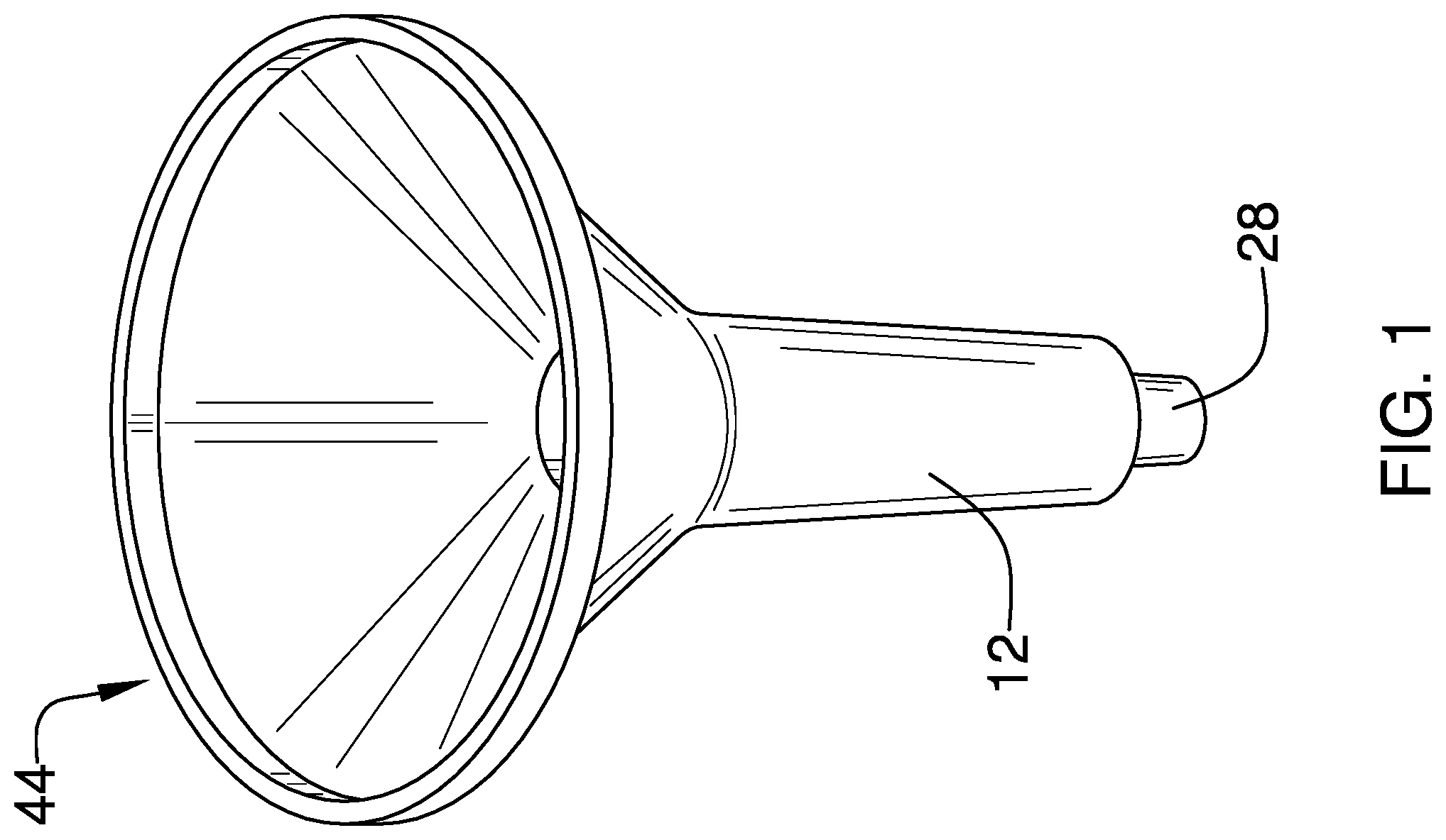 Patent US12338113 Figure 1 – Vented funnel assembly