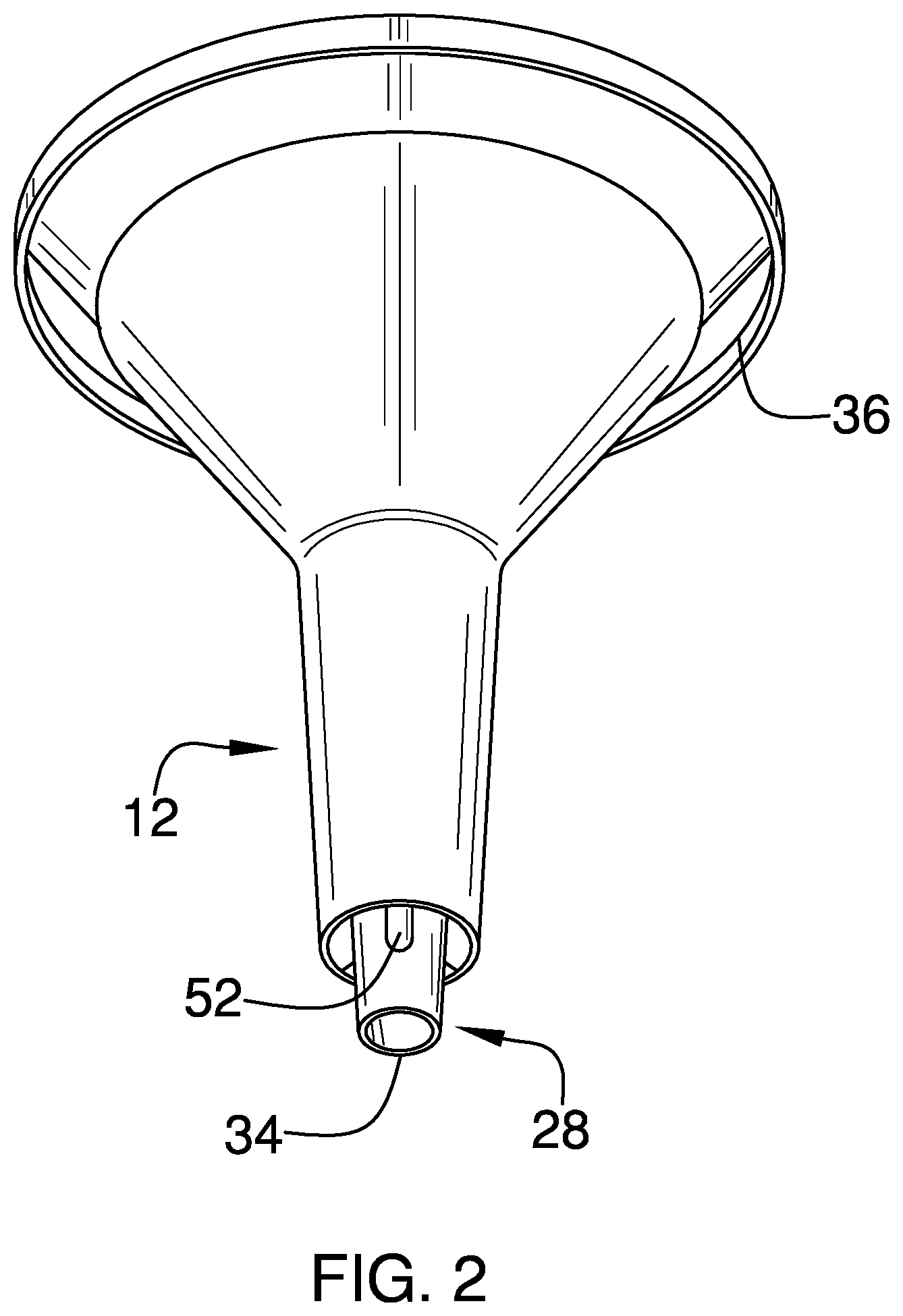 Patent US12338113 Figure 2 – Vented funnel assembly