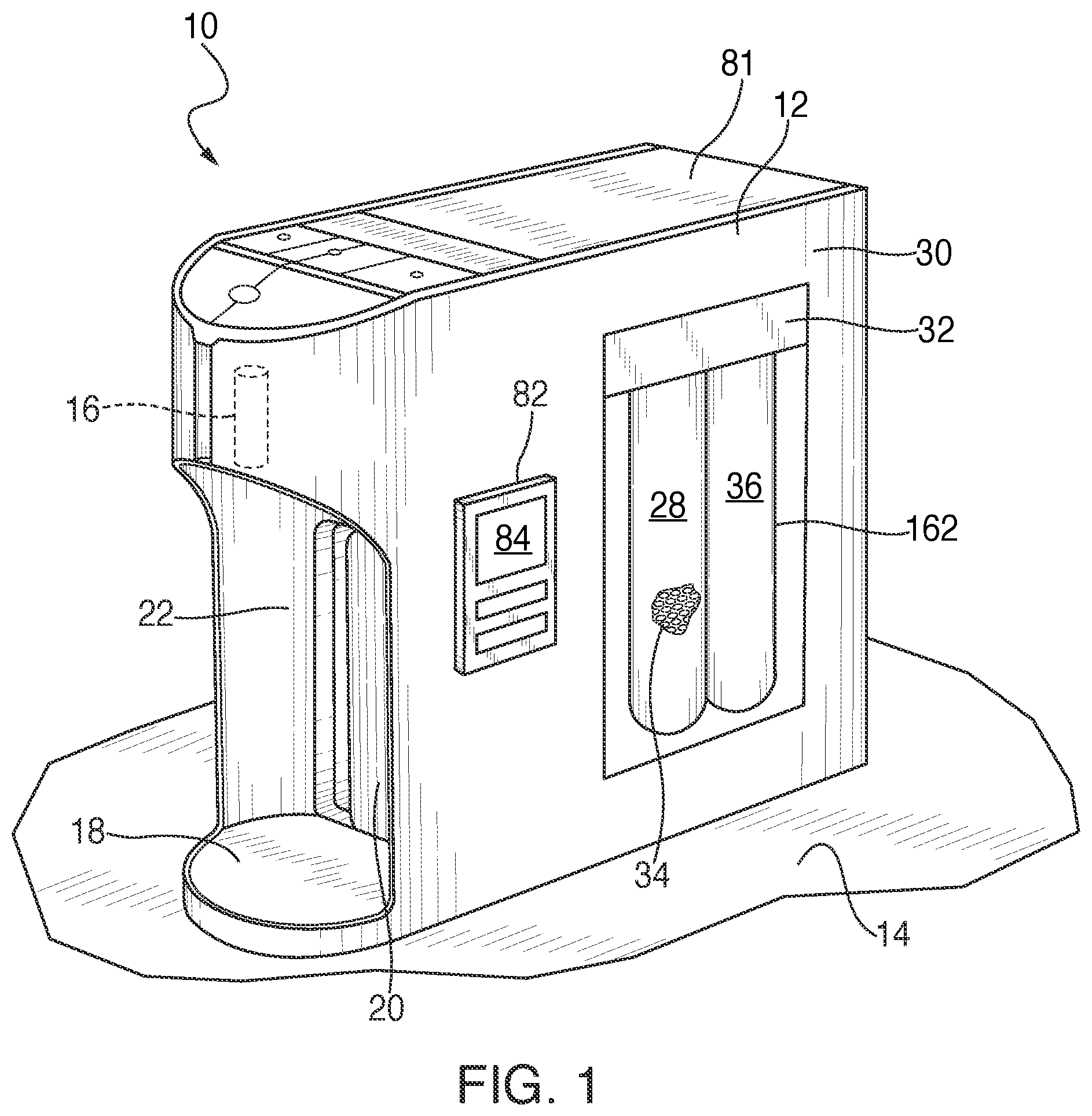 Patent US12338114 Figure 1 – Home water-based drink formulating system