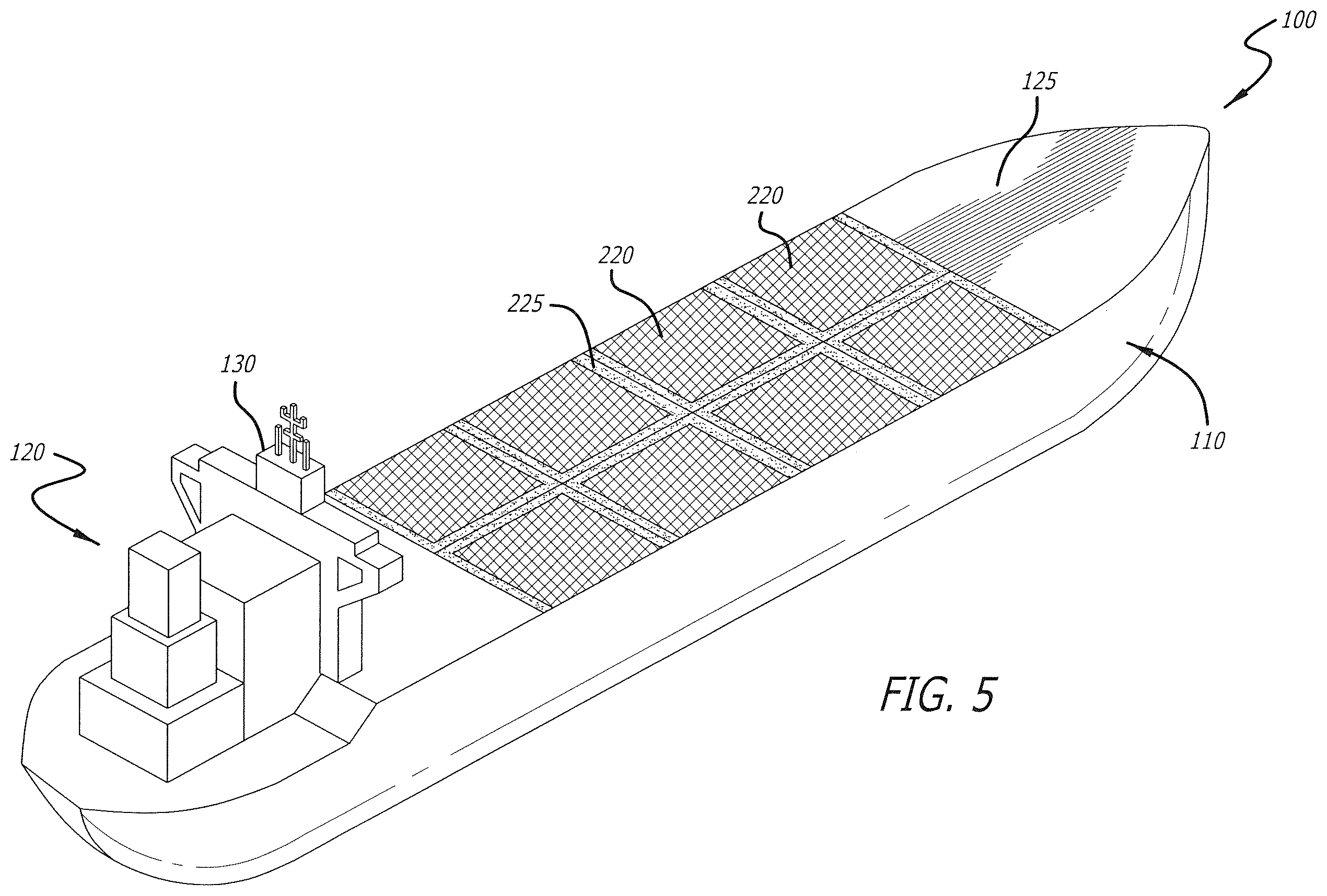 Patent US12338143 Figure 5 – Rainwater collection system for a waterborne vessel