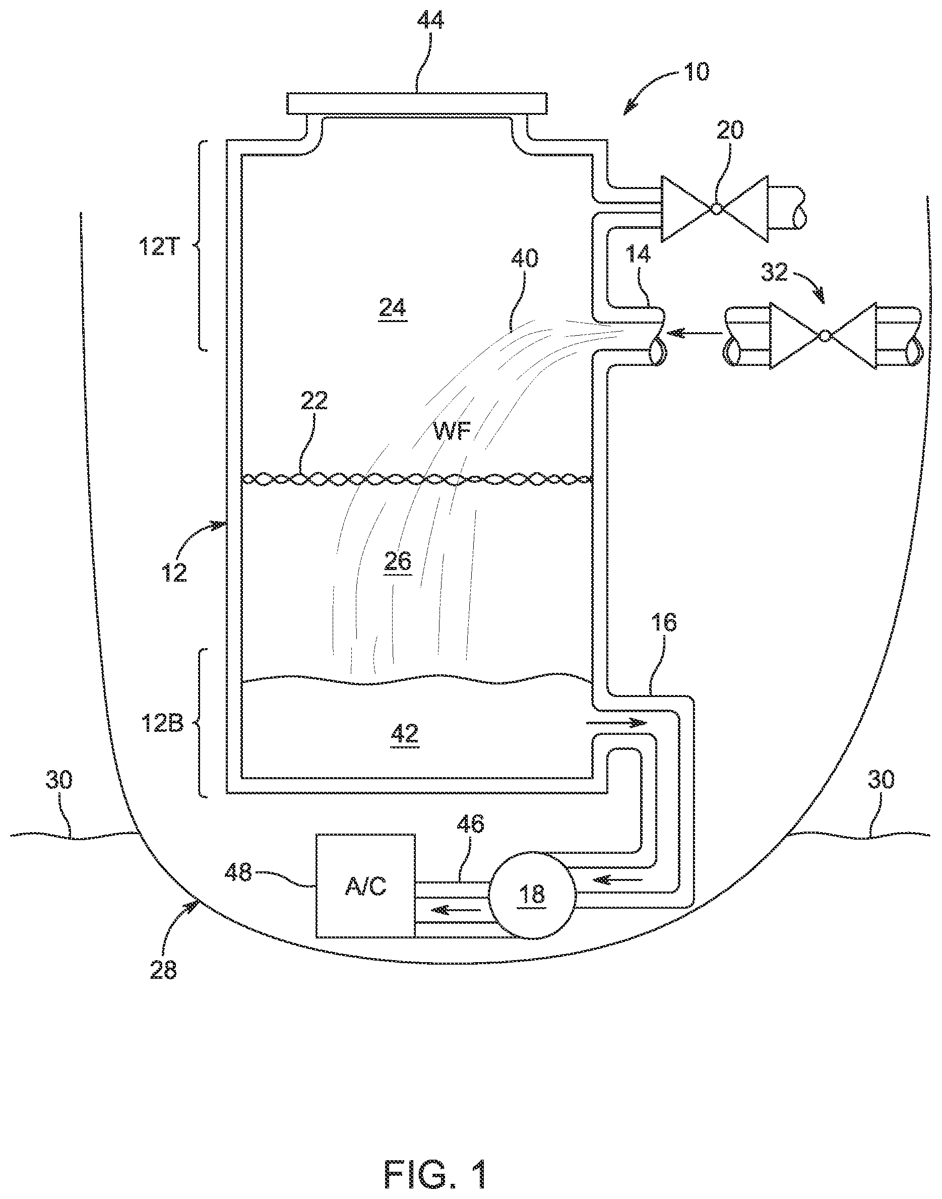 Patent US12338150 Figure 1 – Negative pressure aeration and organic growth suppression system