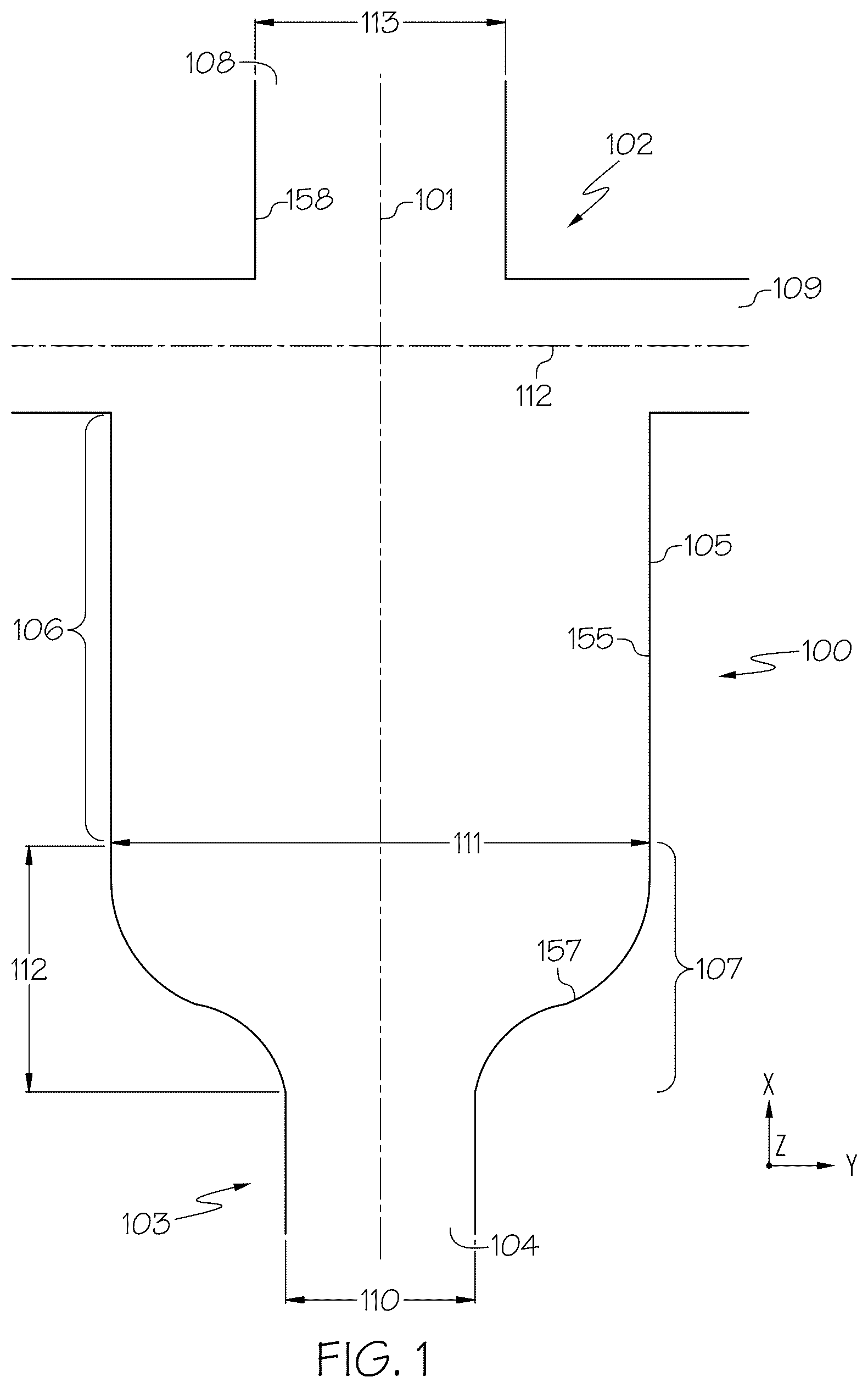 Patent US12338155 Figure 1 – Enclosures for providing a controlled environment during the production of glass articles