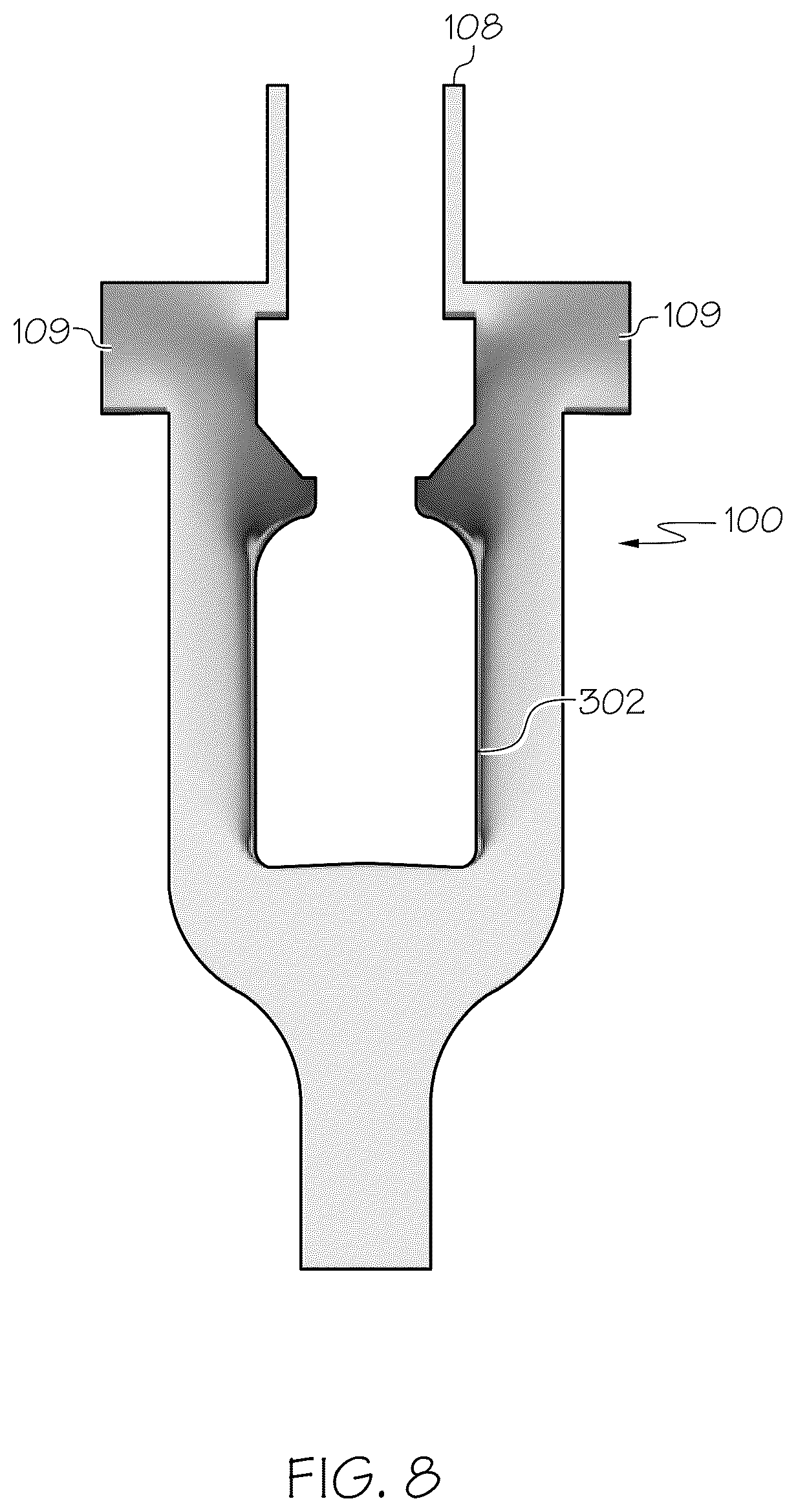 Patent US12338155 Figure 8 – Enclosures for providing a controlled environment during the production of glass articles