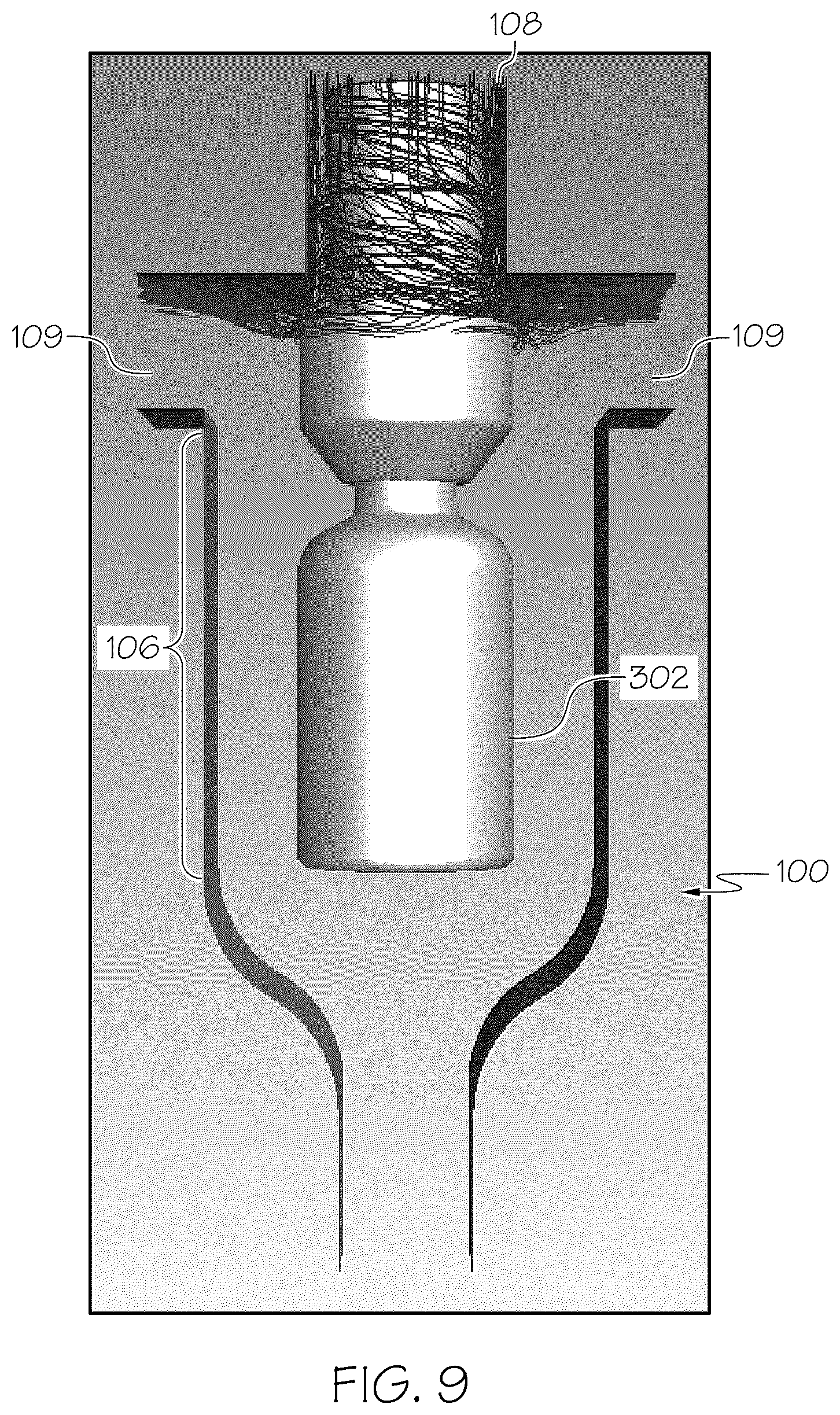 Patent US12338155 Figure 9 – Enclosures for providing a controlled environment during the production of glass articles