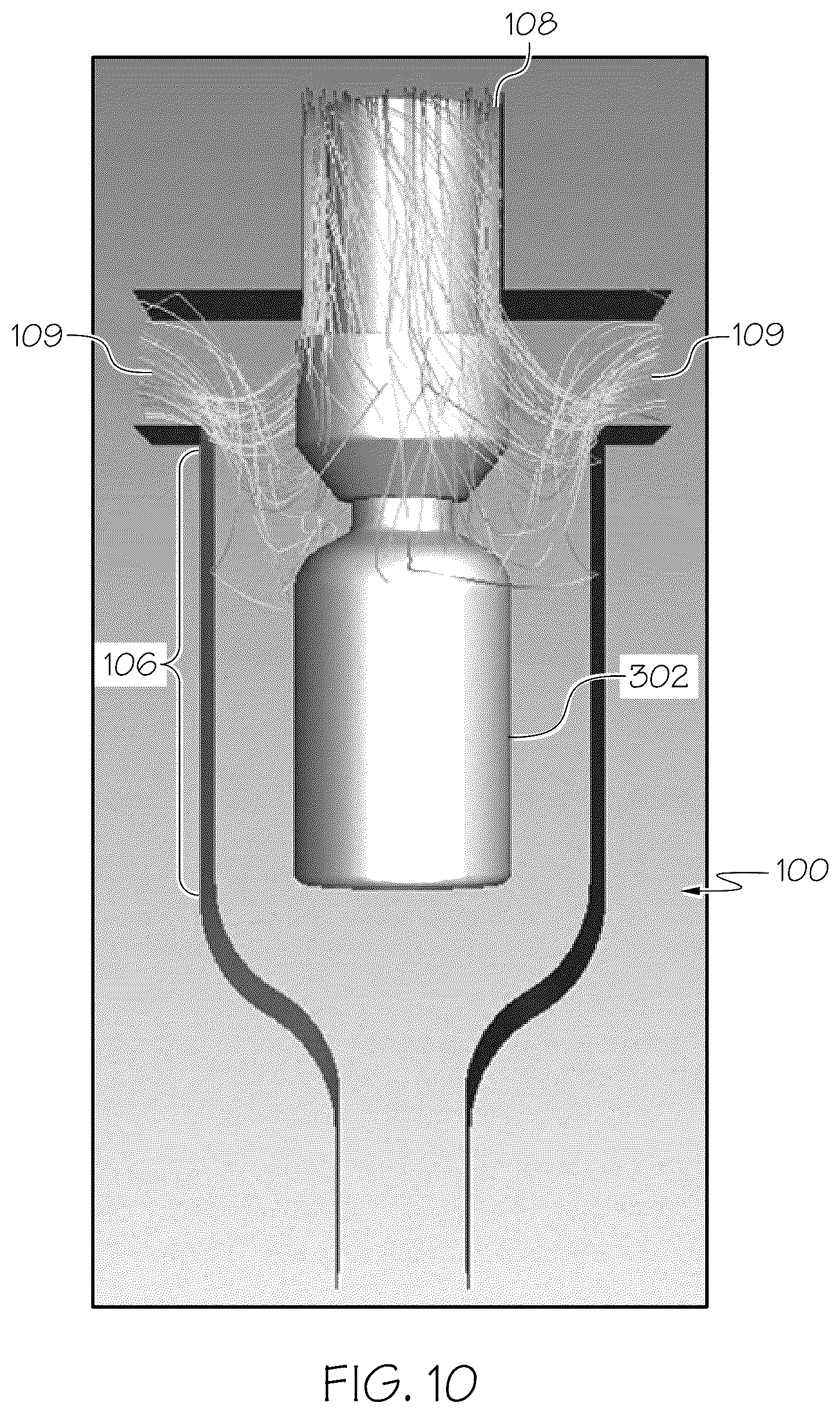 Patent US12338155 Figure 10 – Enclosures for providing a controlled environment during the production of glass articles