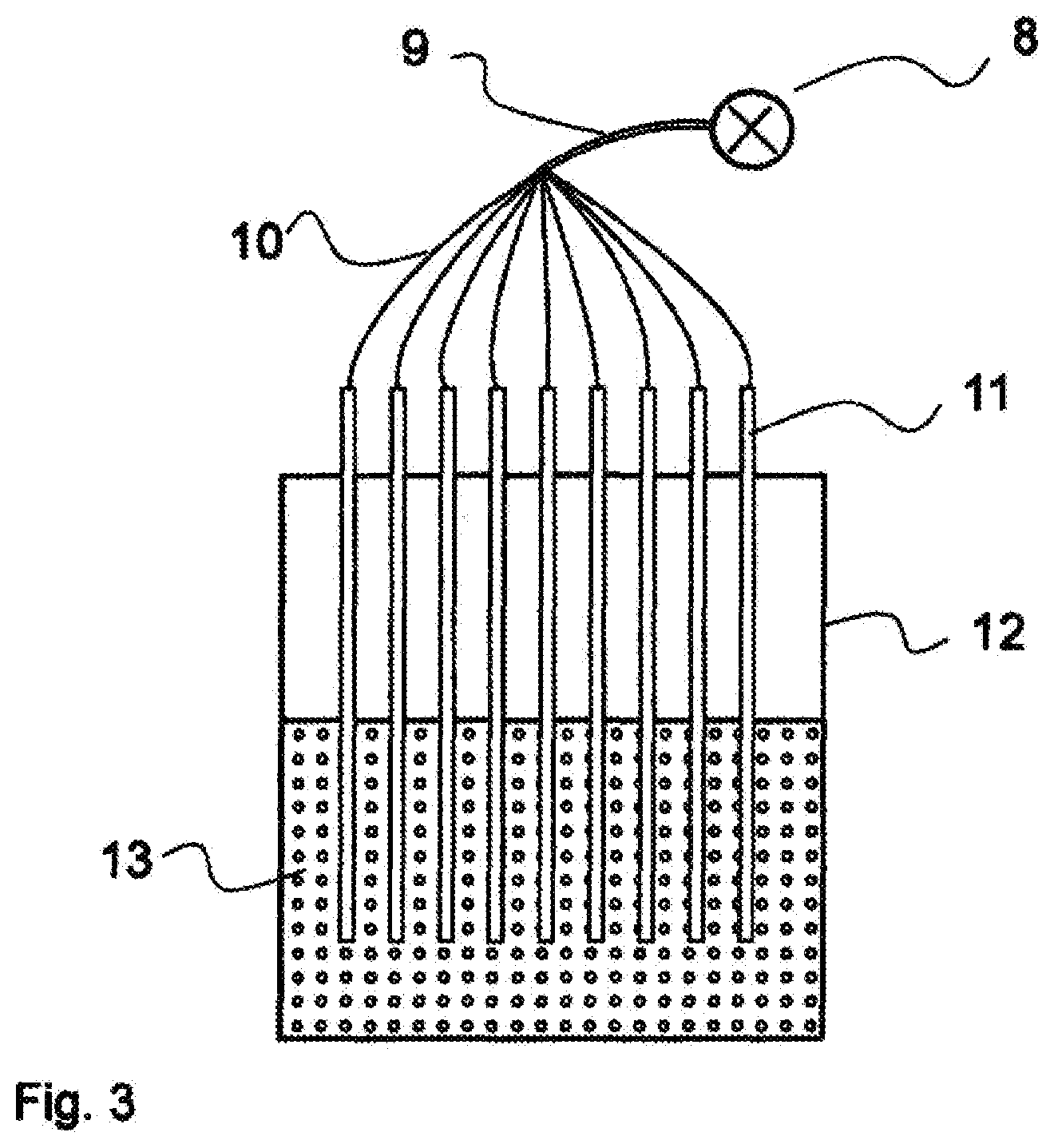 Patent US12338161 Figure 2 – Method for producing glass fibers that laterally emit light, and glass fibers produced according to said method