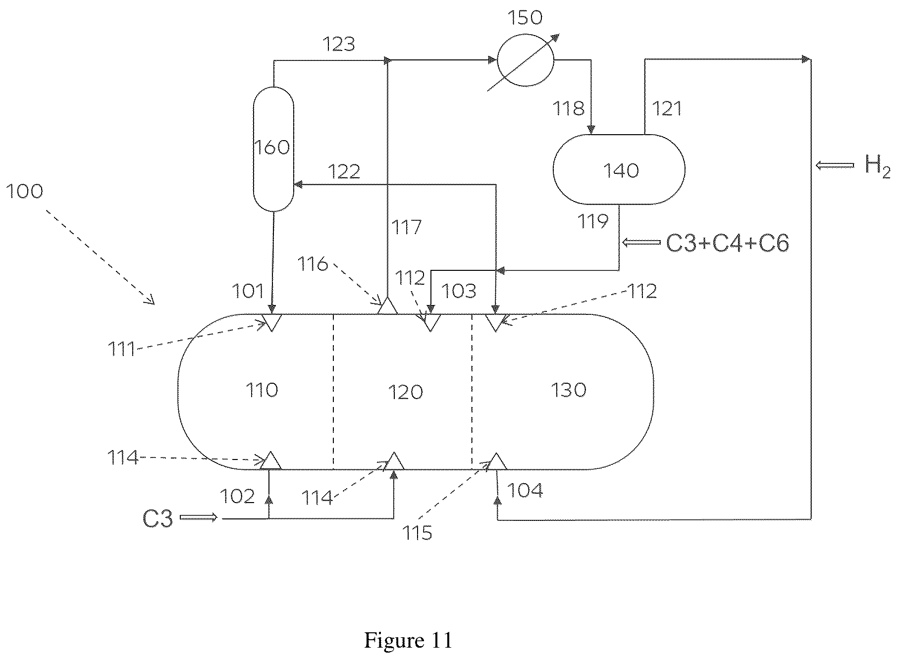Patent US12338303 Figure 11 – Process for making propylene-based terpolymer