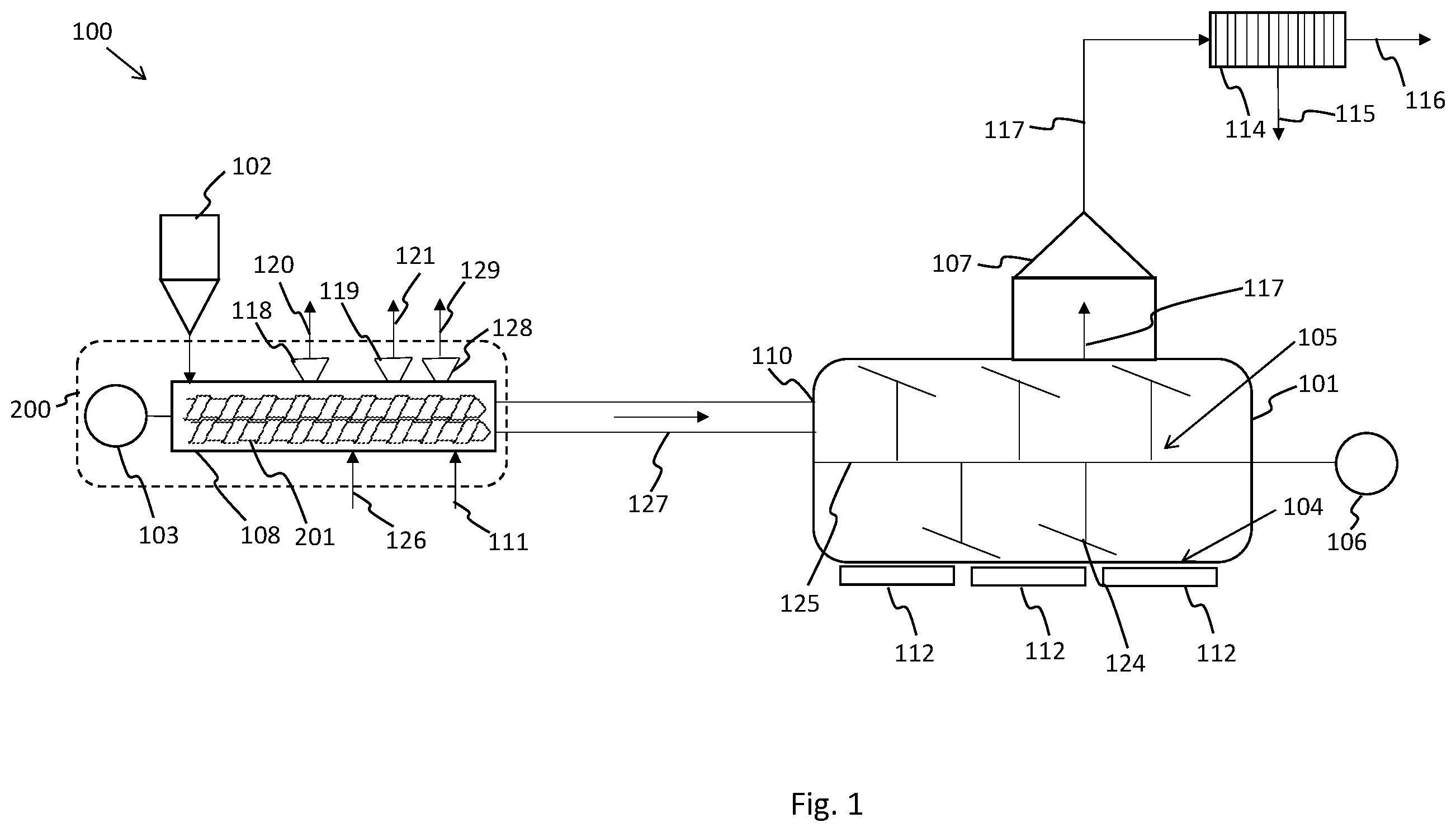 Patent US12338393 Figure 1 – Method for pyrolysis of waste material in an industrial process