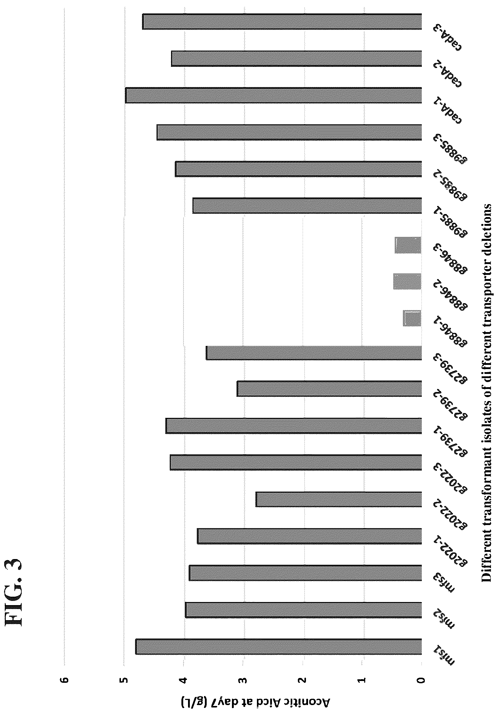Patent US12338480 Figure 3 – Aconitic acid exporter (aexA) increases organic acid production in aspergillus