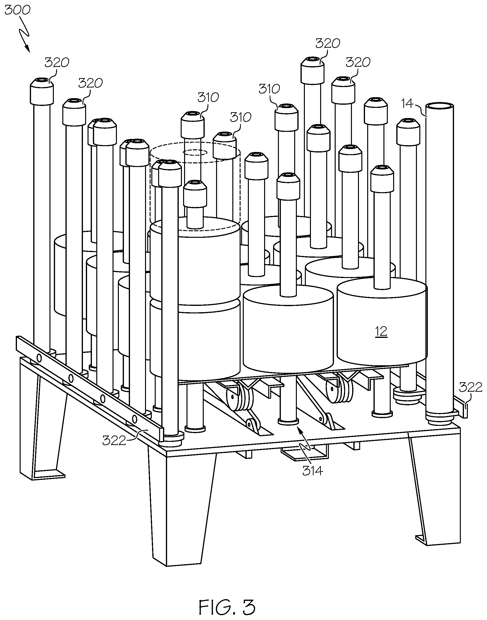 Patent US12338553 Figure 3 – System for handling and processing yarn