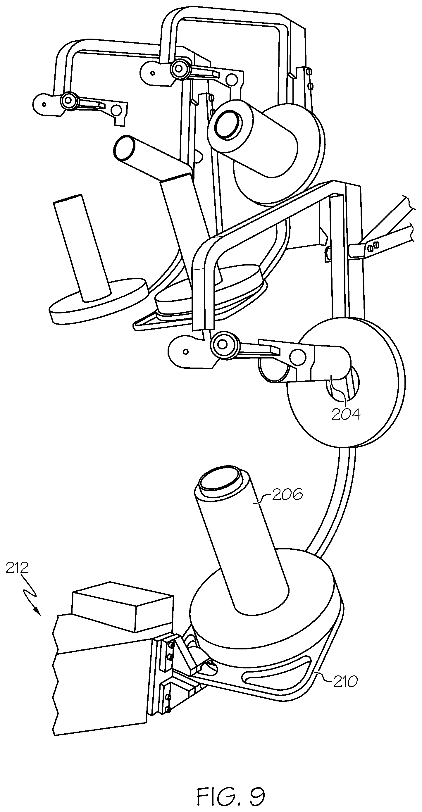 Patent US12338553 Figure 8 – System for handling and processing yarn