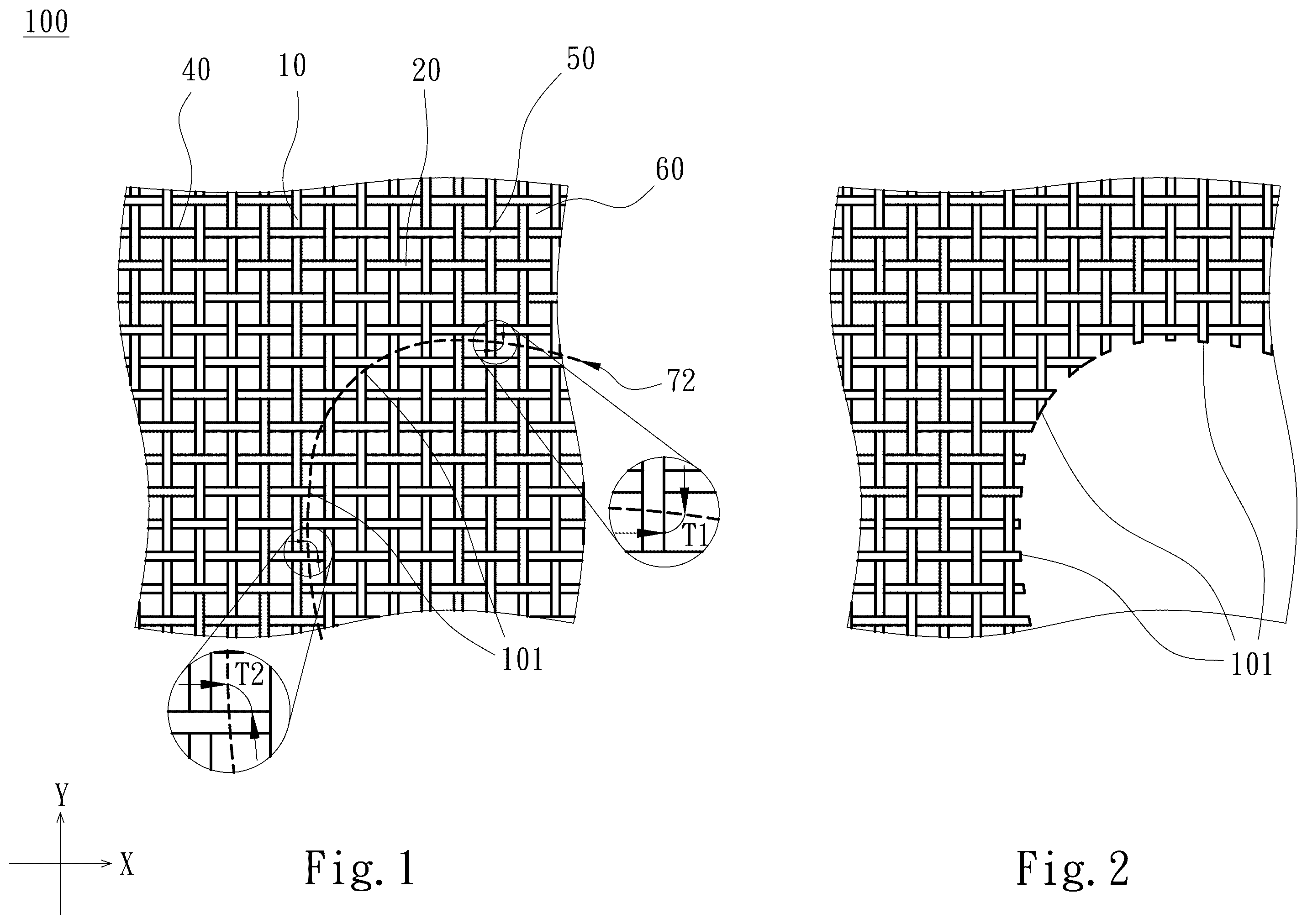 Patent US12338557 Figure 1 – Woven mesh structure