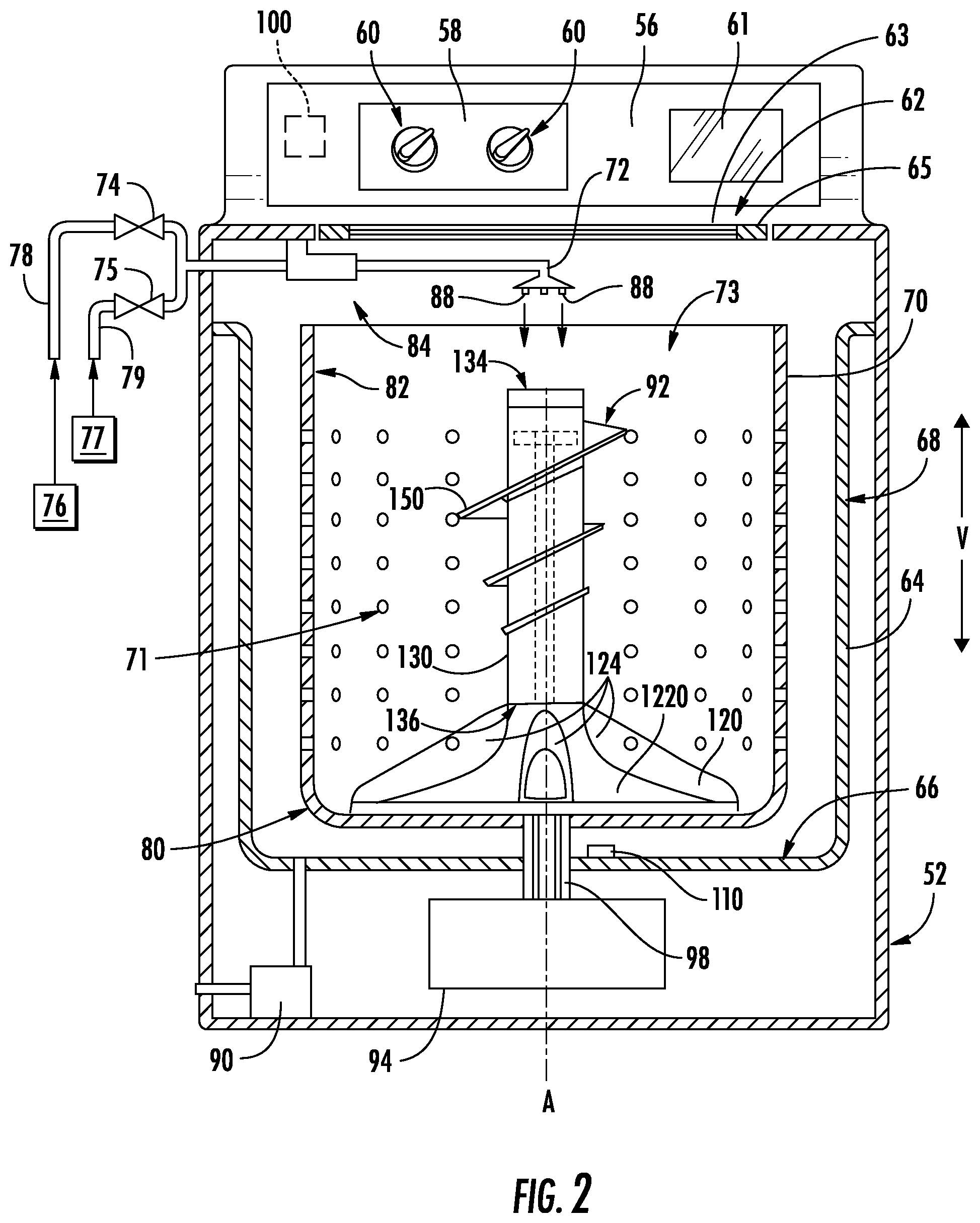 Patent US12338567 Figure 2 – Additive accessory for an agitator post in a washing machine appliance