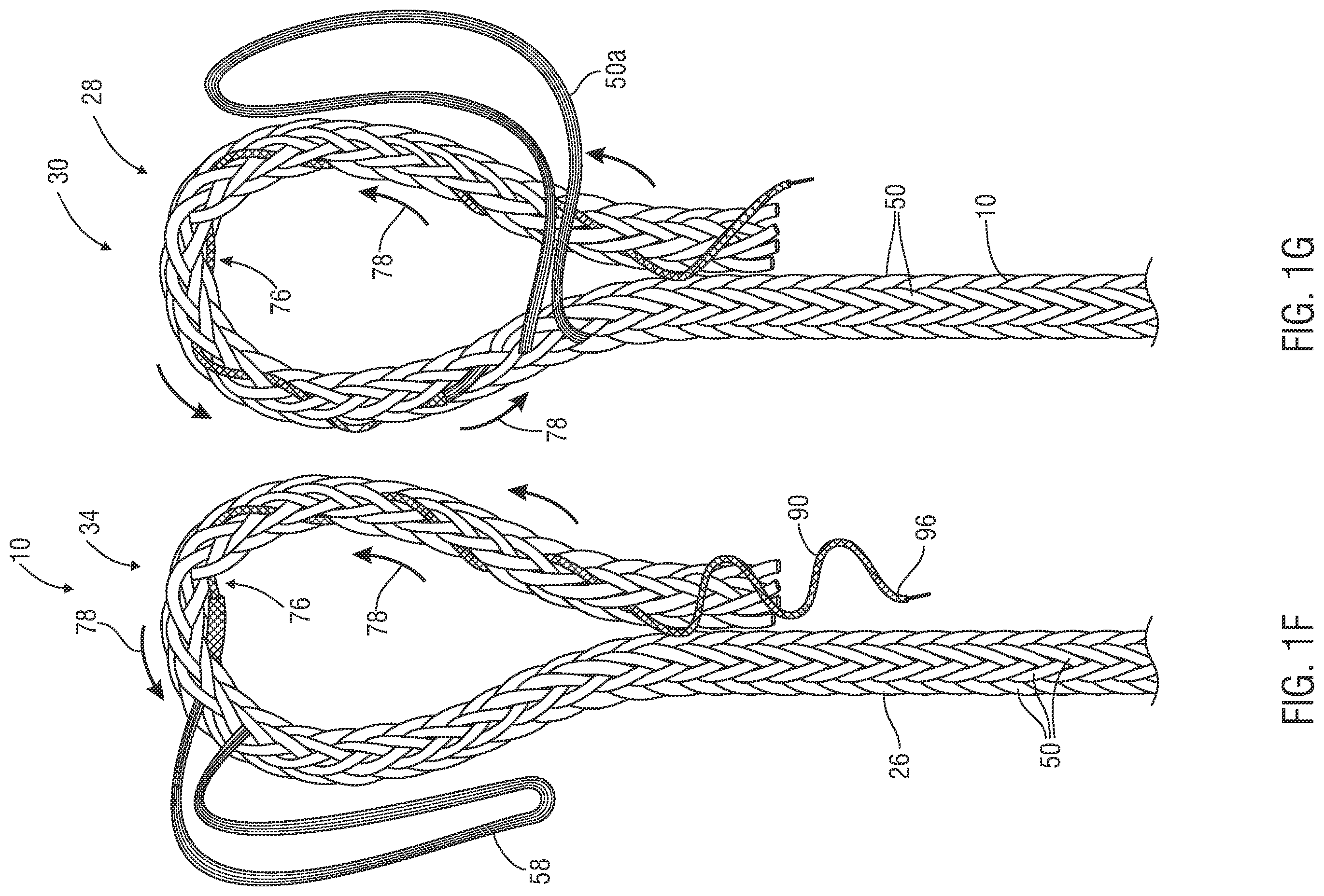 Patent US12338577 Figure 4 – Rope eye splice and systems, apparatus and methods for forming an eye in a rope