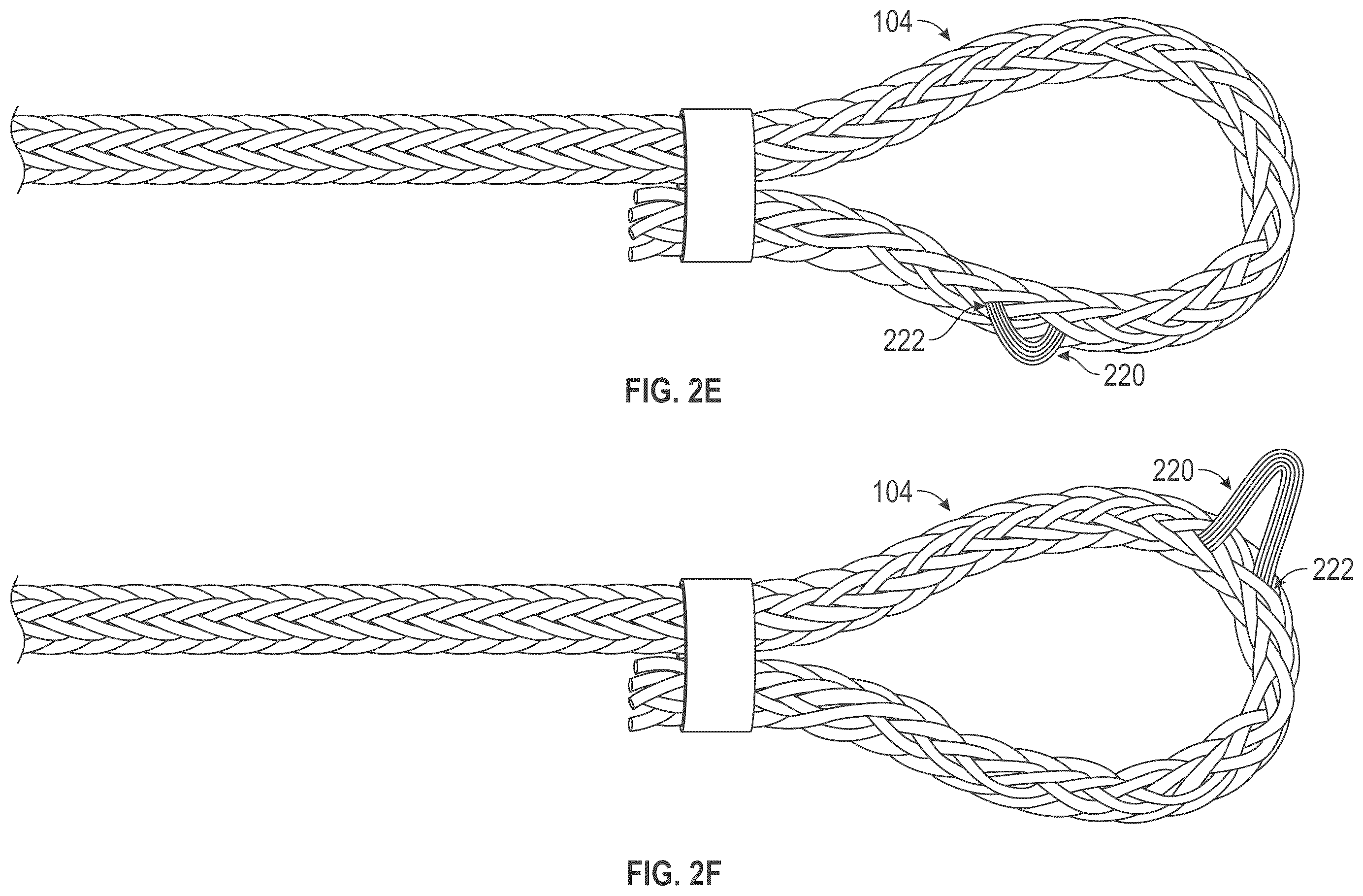 Patent US12338577 Figure 12 – Rope eye splice and systems, apparatus and methods for forming an eye in a rope