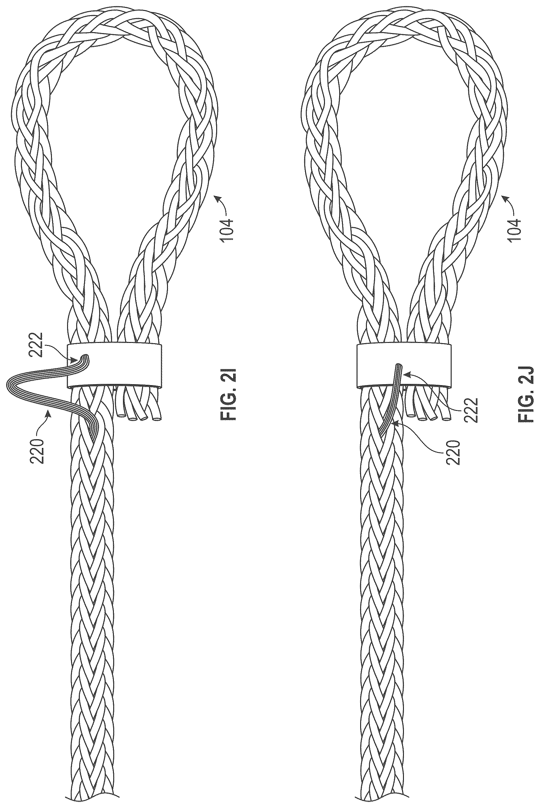 Patent US12338577 Figure 14 – Rope eye splice and systems, apparatus and methods for forming an eye in a rope