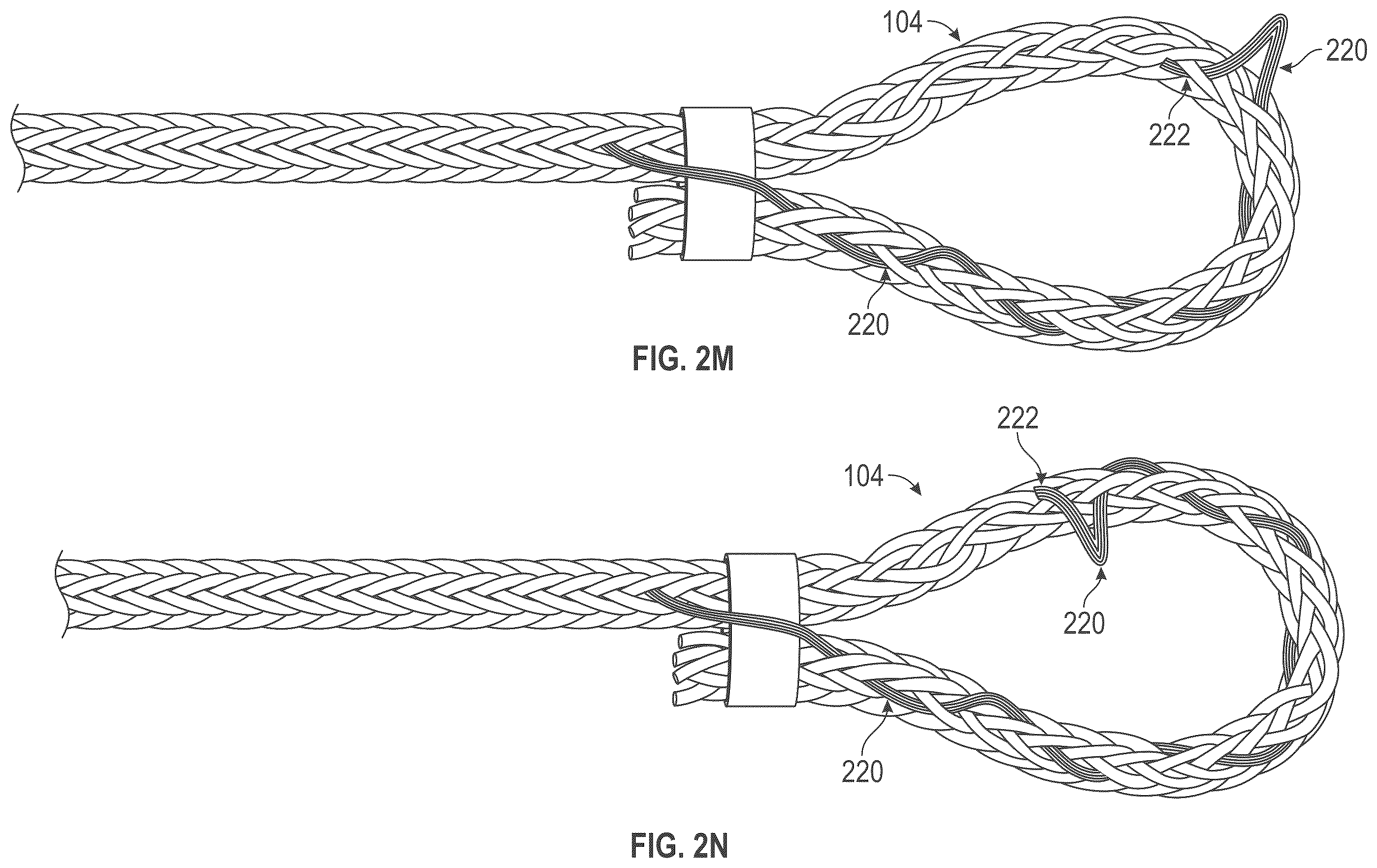 Patent US12338577 Figure 16 – Rope eye splice and systems, apparatus and methods for forming an eye in a rope