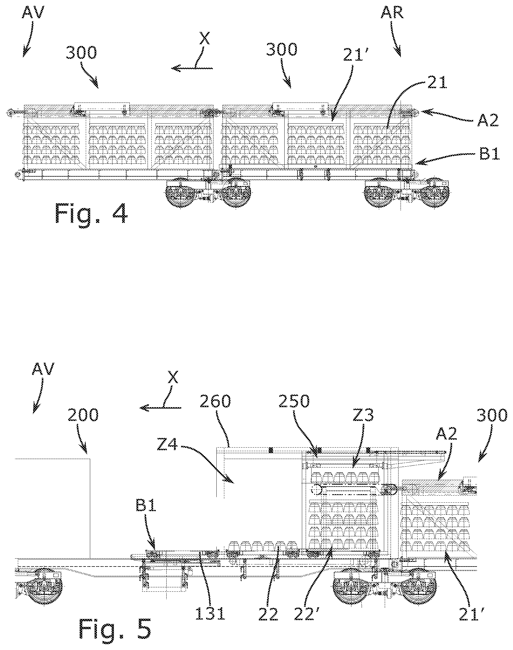 Patent US12338582 Figure 3 – Transfer car for sleepers and the associated railway vehicle
