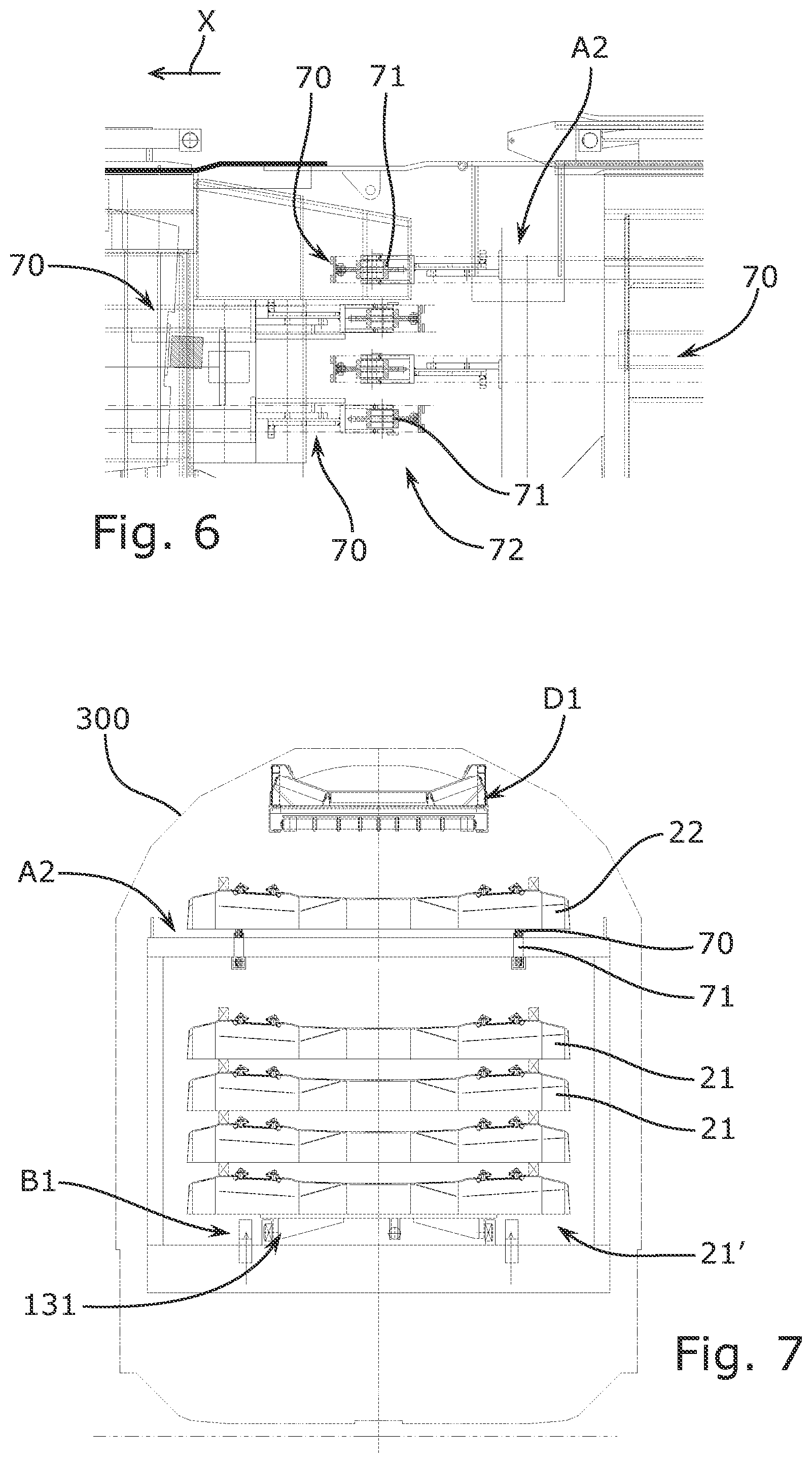 Patent US12338582 Figure 4 – Transfer car for sleepers and the associated railway vehicle