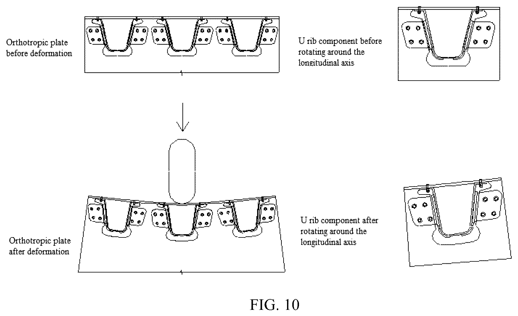 Patent US12338589 Figure 5 – Replaceable and fatigue-avoided orthotropic plate structure and replacing method thereof